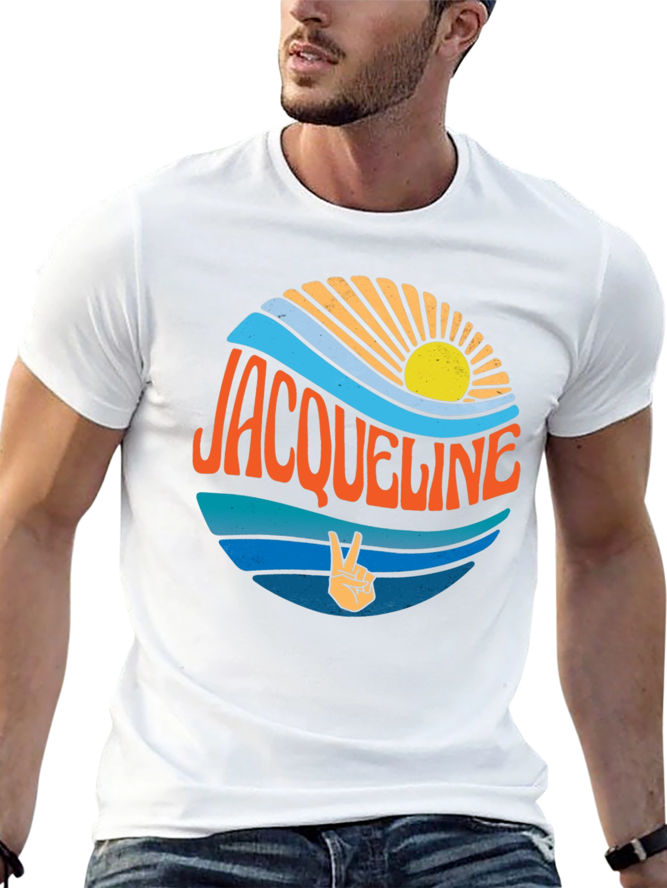 Jacqueline Retro Sunset Graphic Tee - Peace Sign