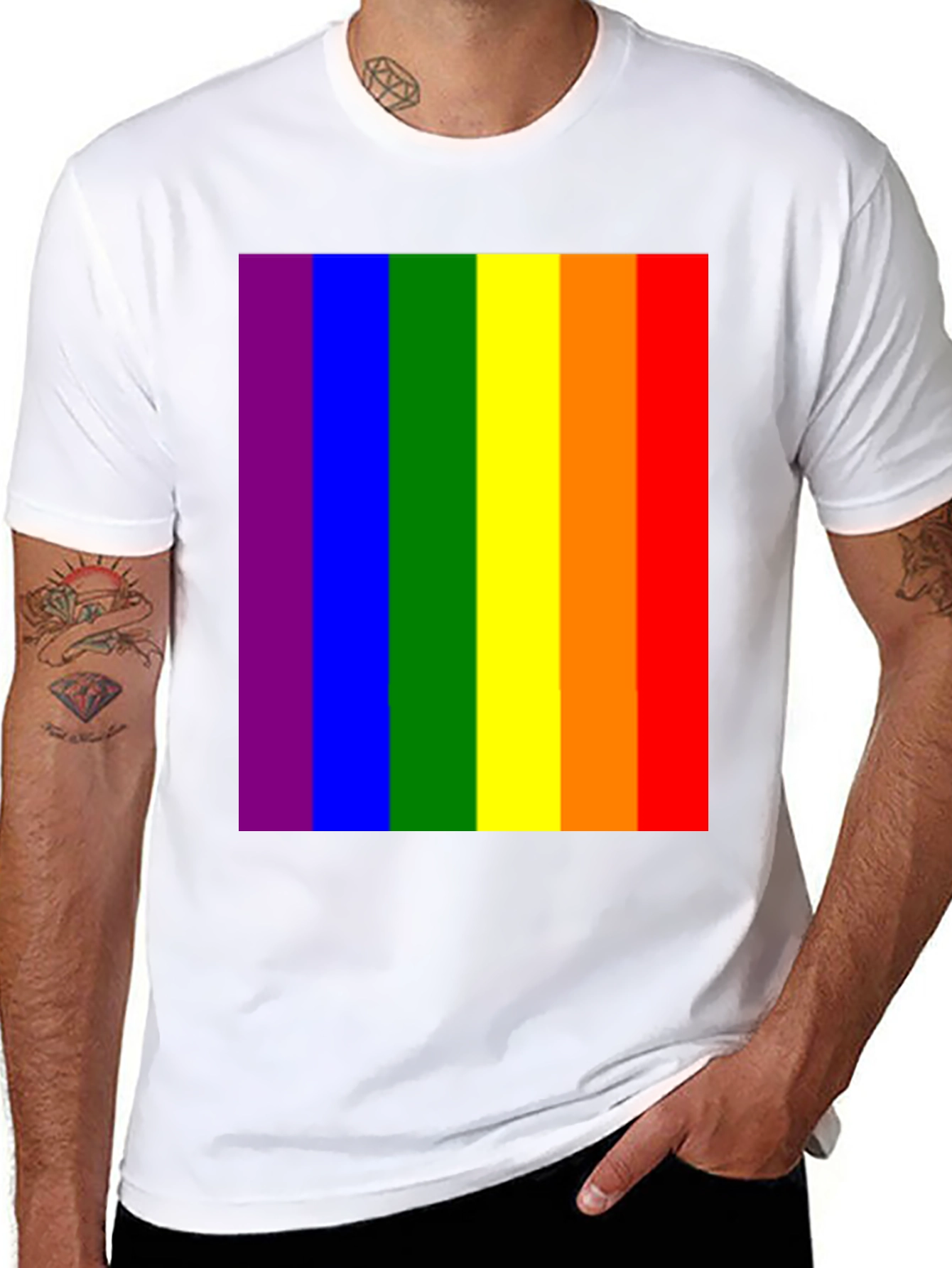 Pride Rainbow T-Shirt - Black Crew Neck Tee