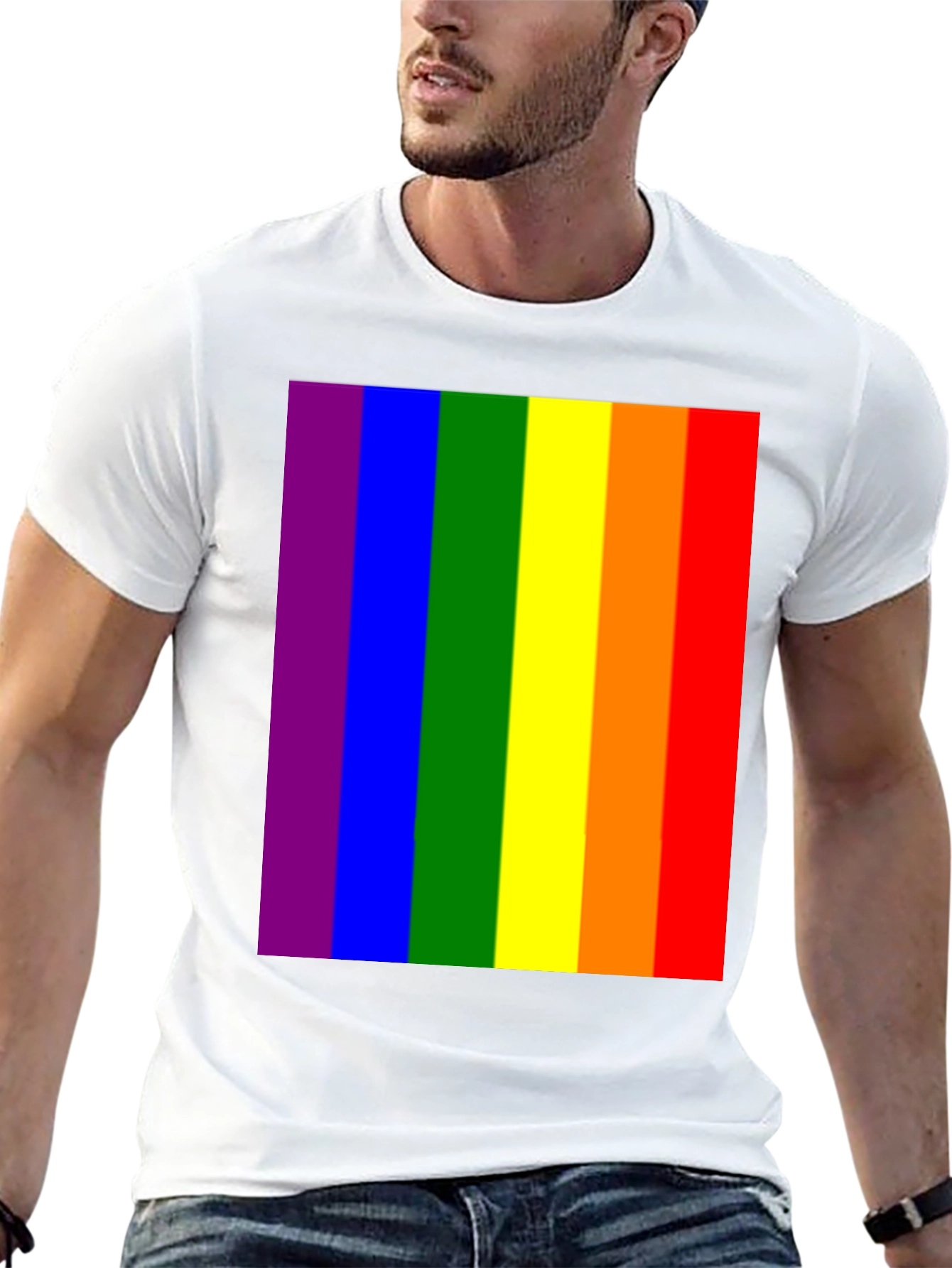Pride Rainbow T-Shirt - Black Crew Neck Tee