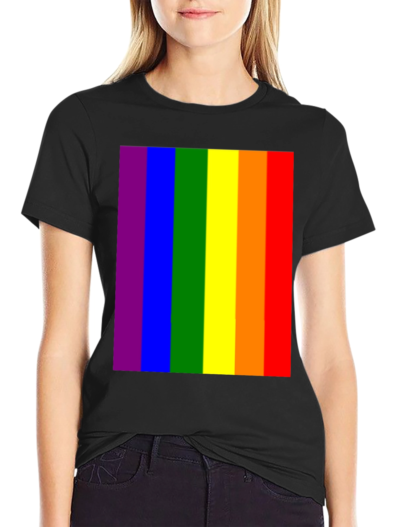 Pride Rainbow T-Shirt - Black Crew Neck Tee