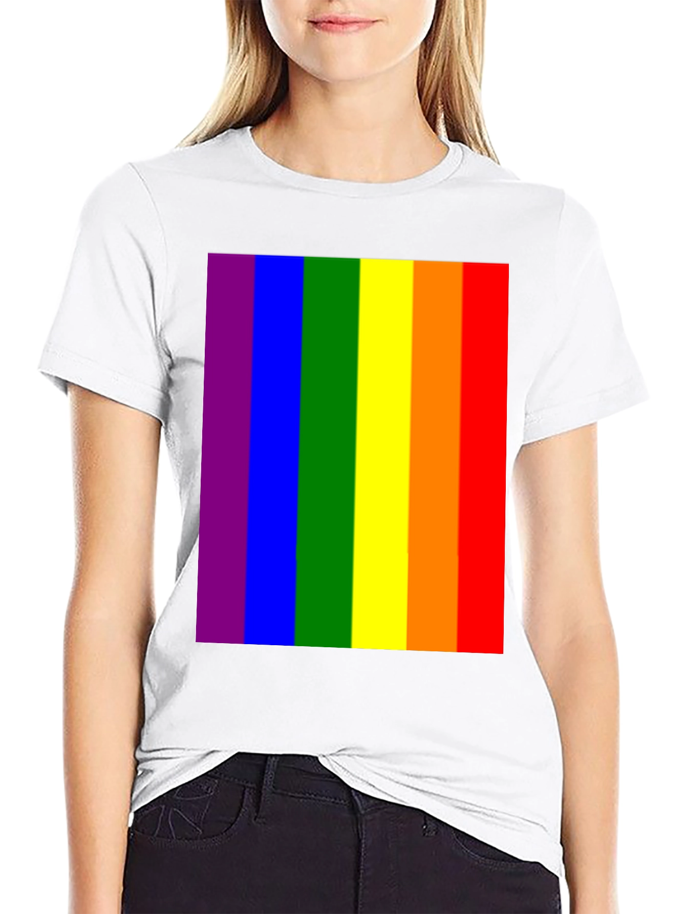 Pride Rainbow T-Shirt - Black Crew Neck Tee