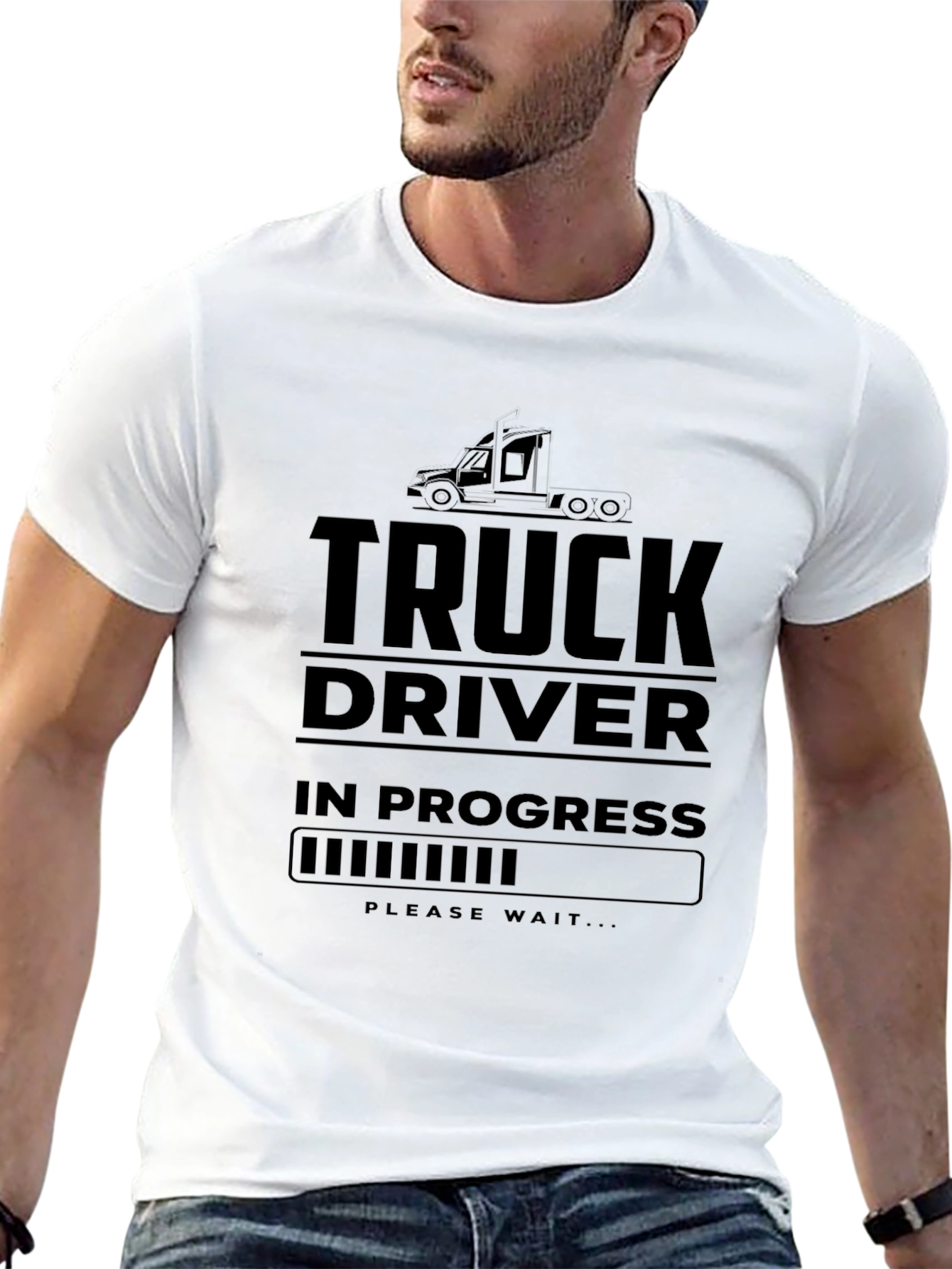 Truck Driver In Progress Black T-Shirt