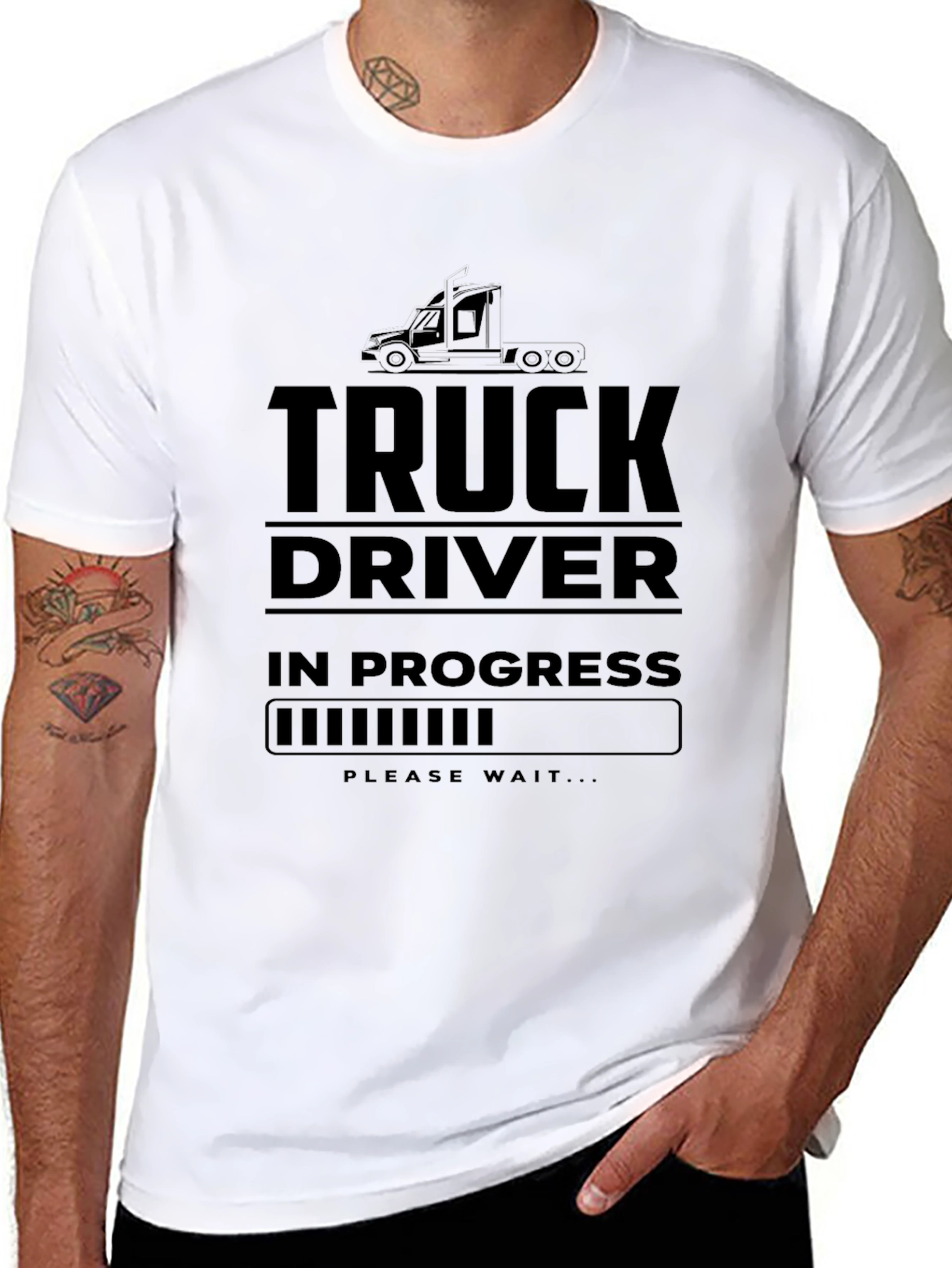Truck Driver In Progress Black T-Shirt