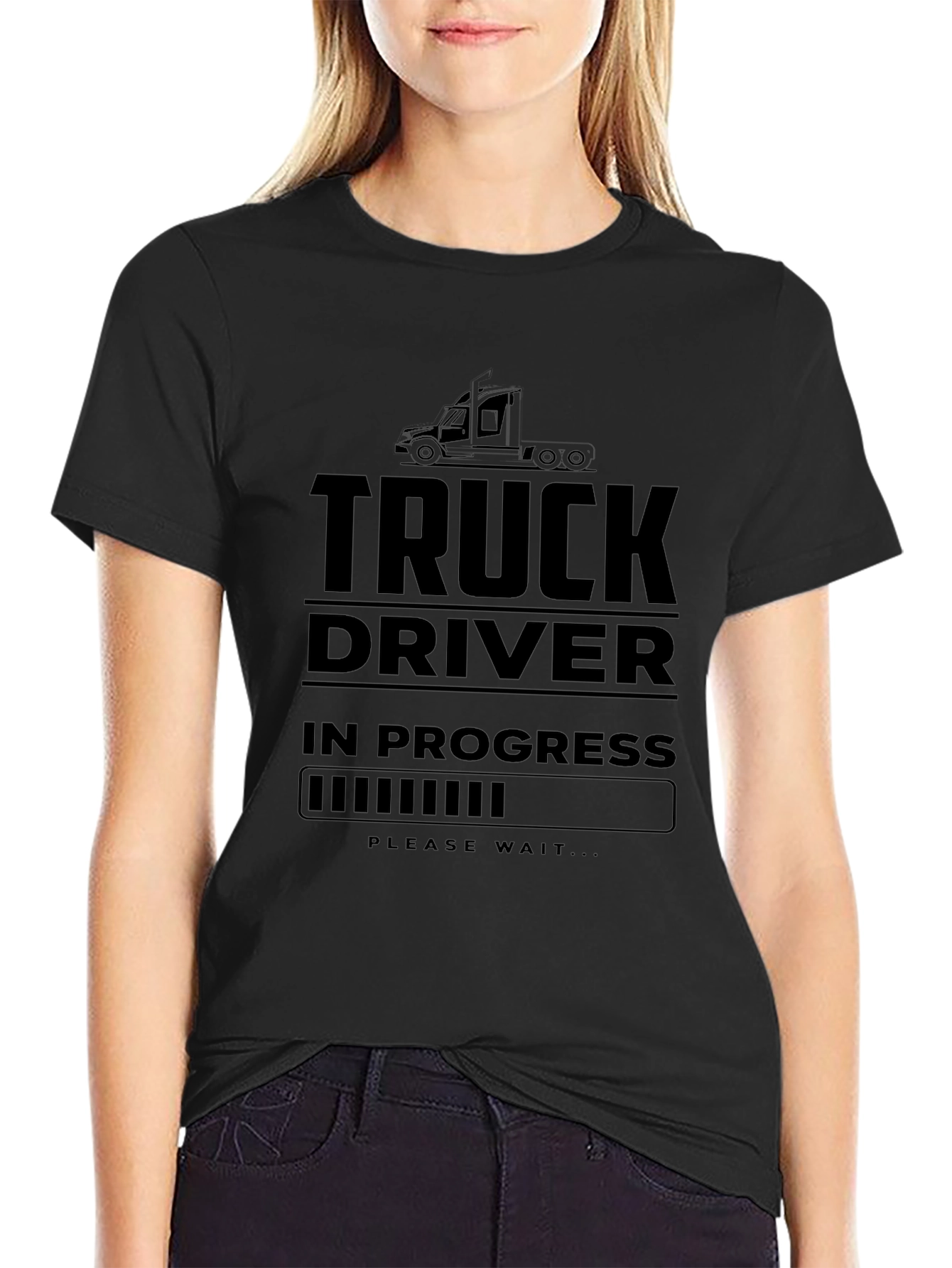 Truck Driver In Progress Black T-Shirt