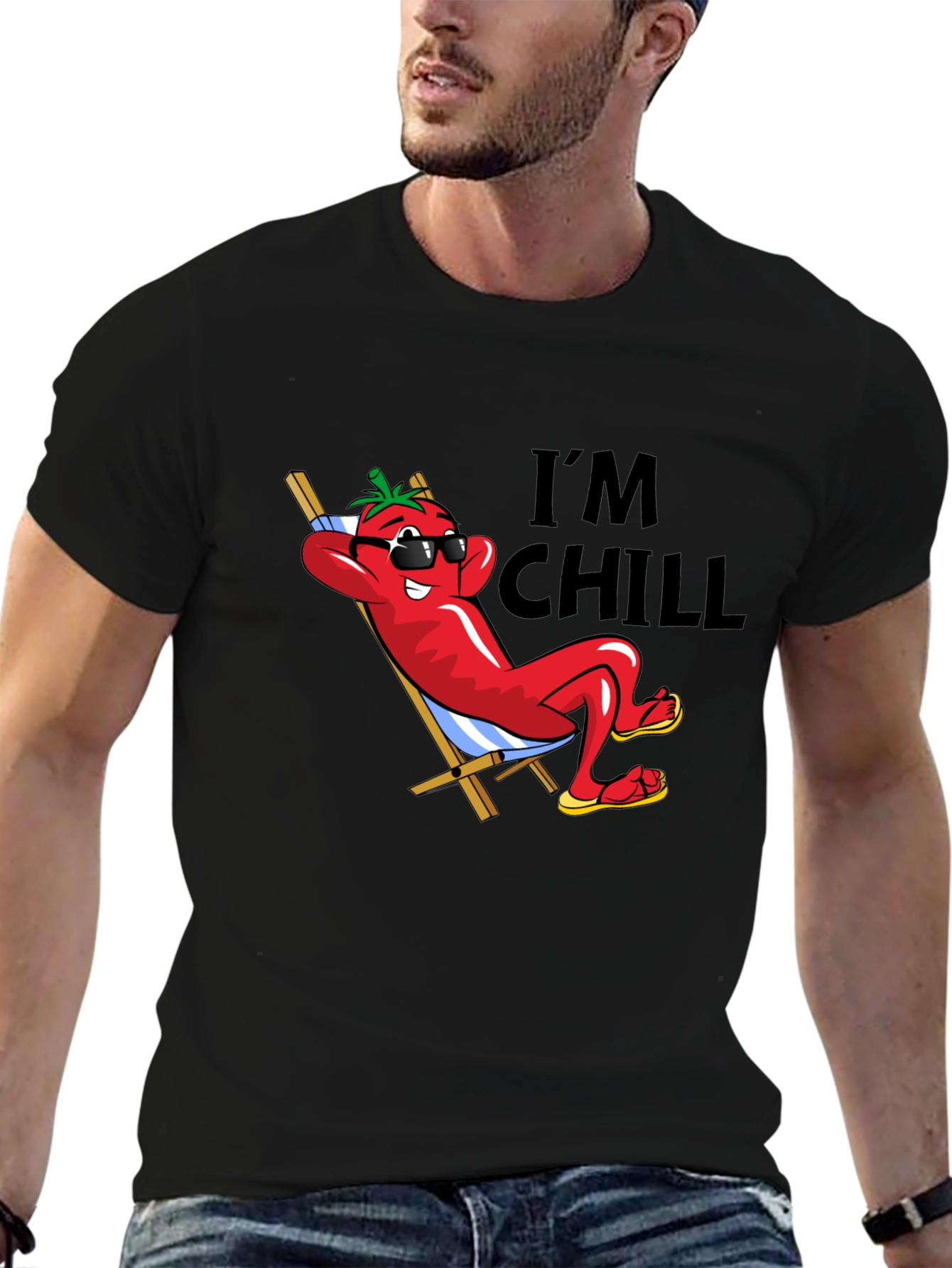Im Chill Pepper Graphic Black T-Shirt