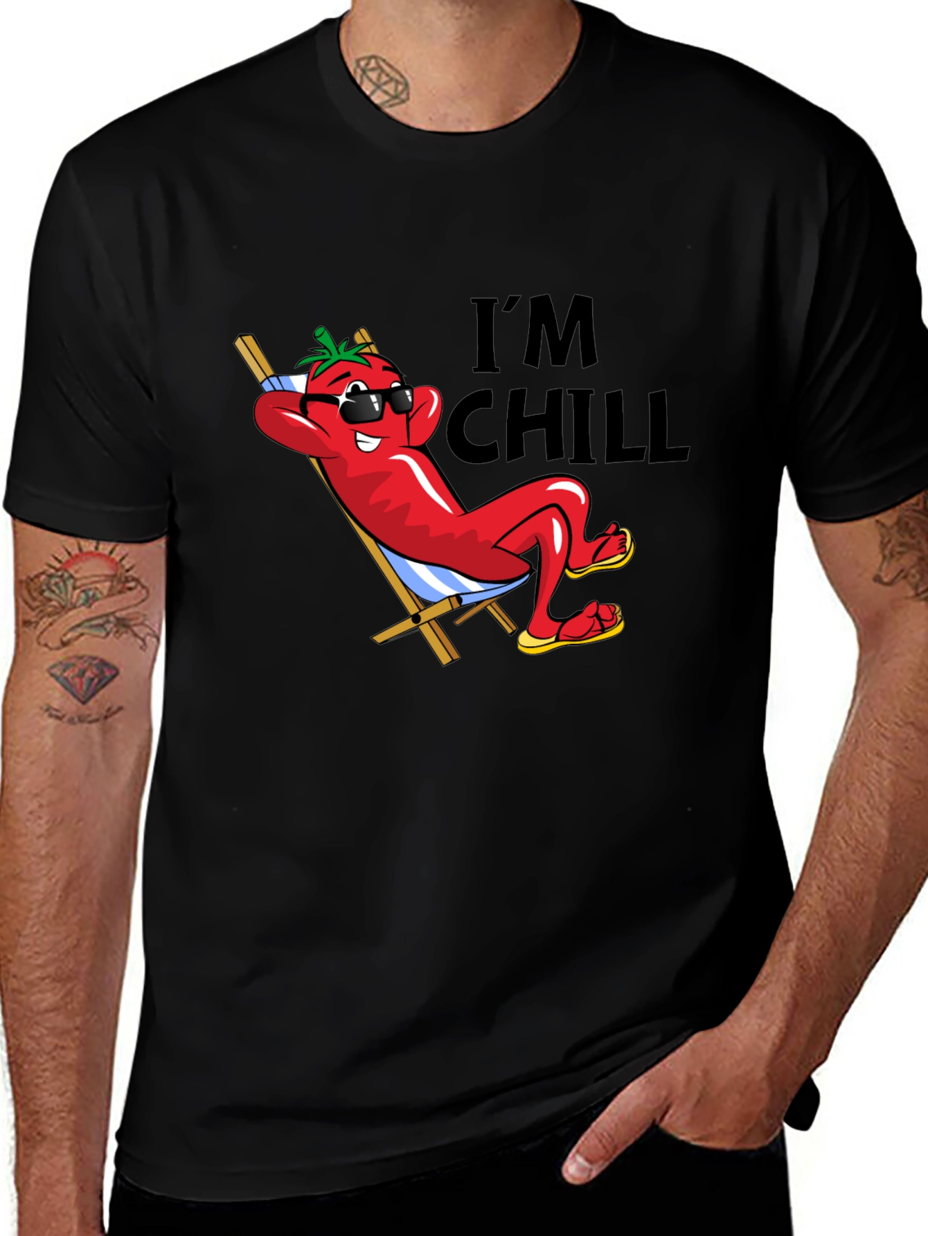 Im Chill Pepper Graphic Black T-Shirt
