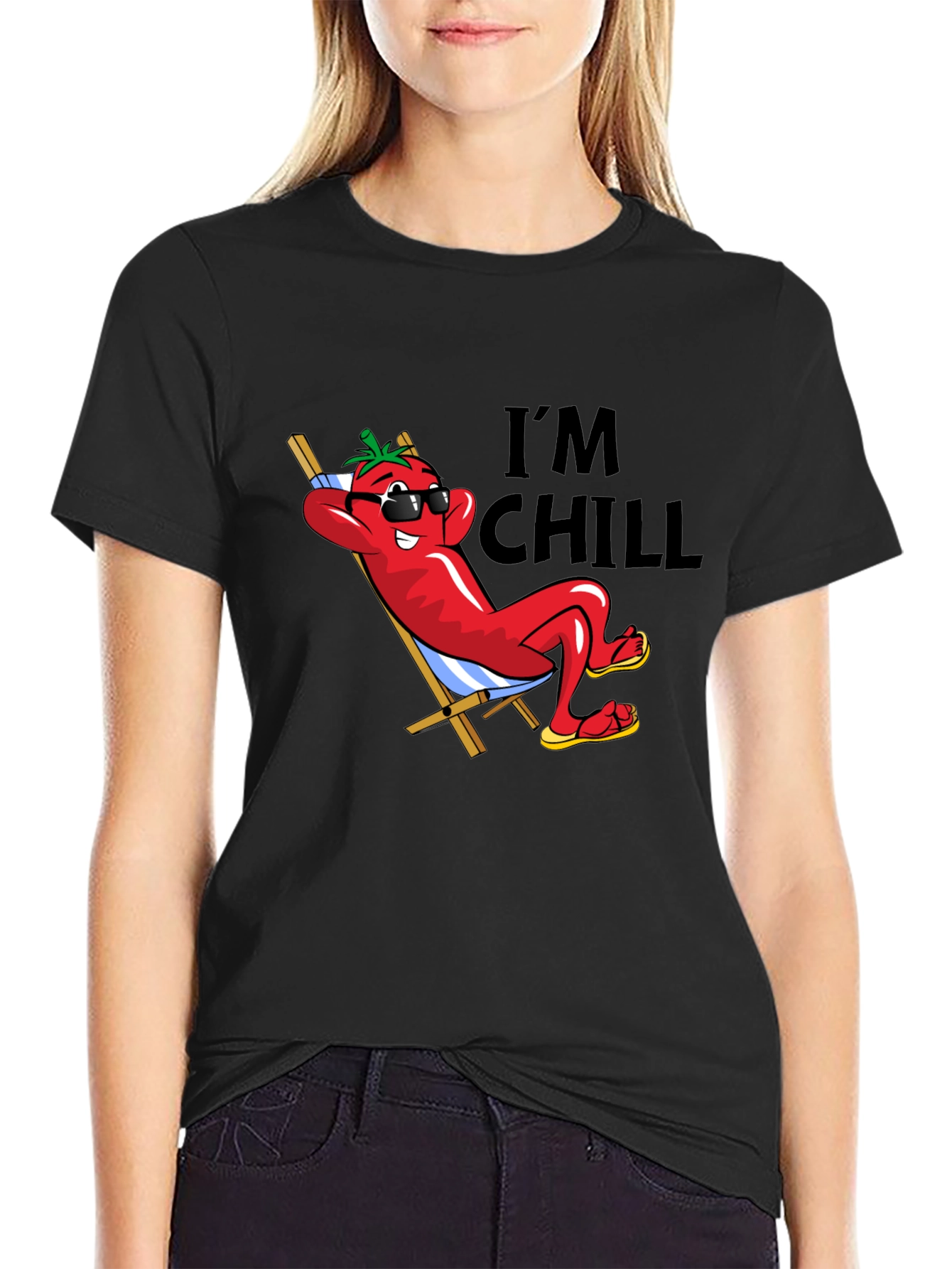 Im Chill Pepper Graphic Black T-Shirt