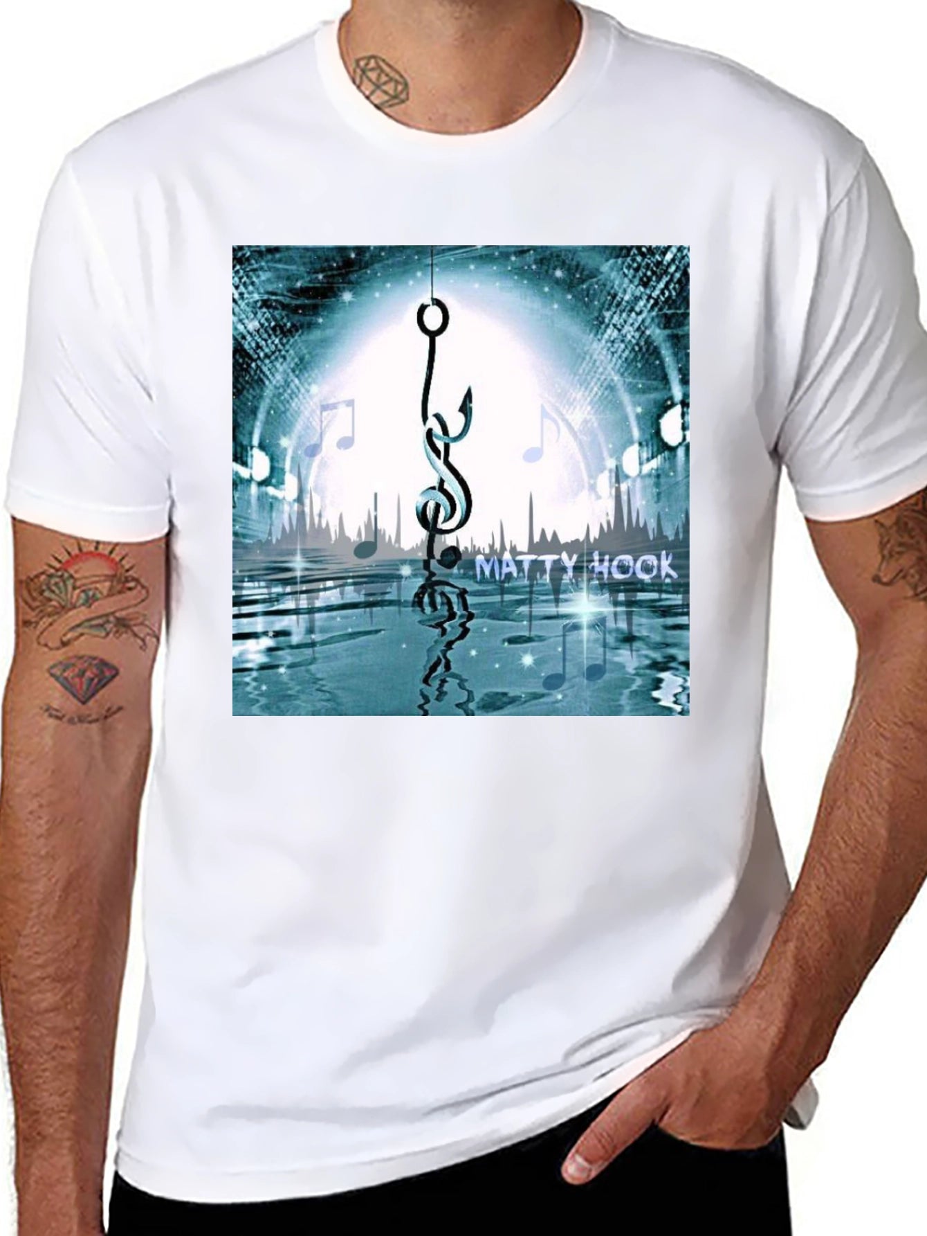 Matty Hook Music Graphic T-Shirt - Black Cotton Blend