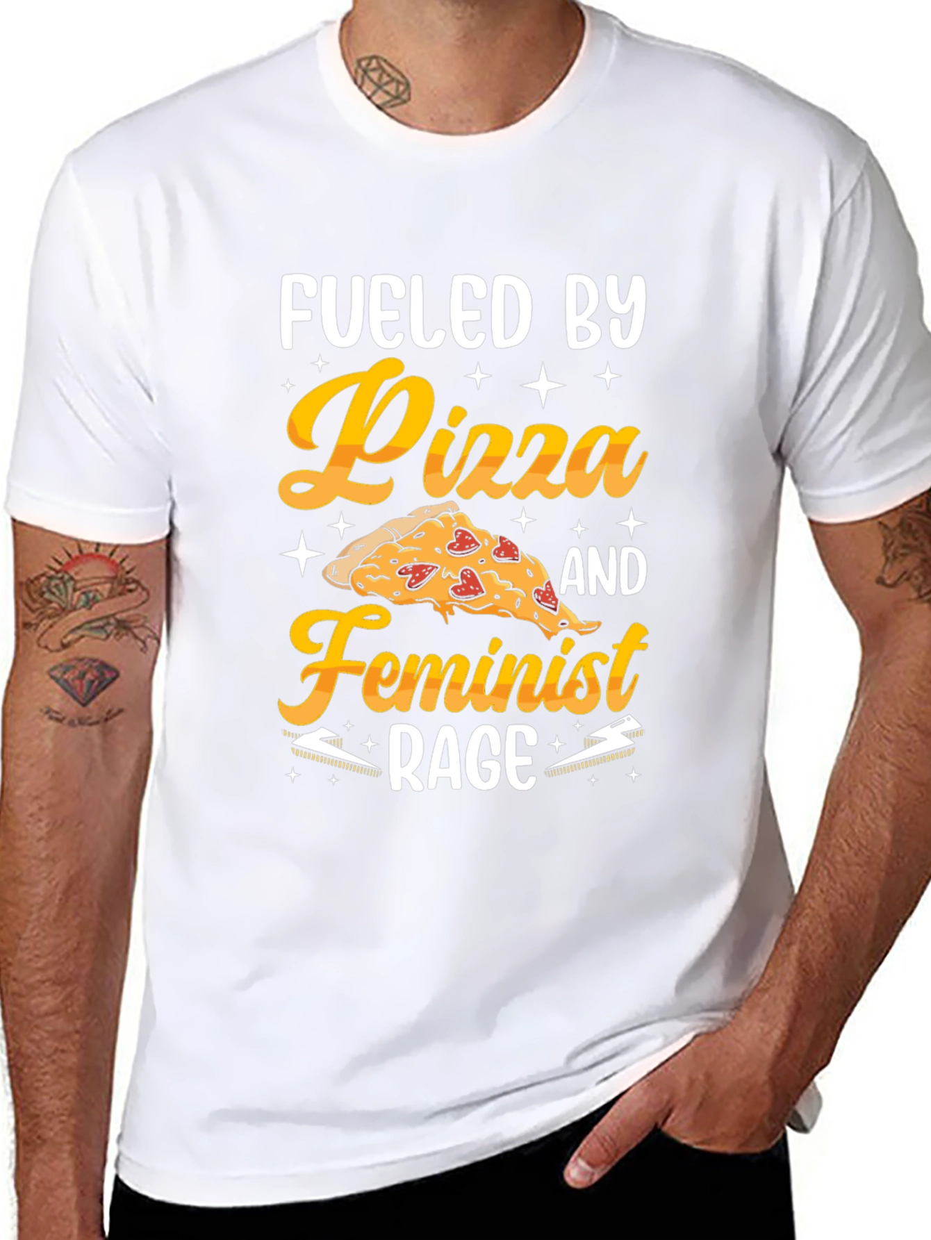 Fueled By Pizza & Feminist Rage Graphic T-Shirt