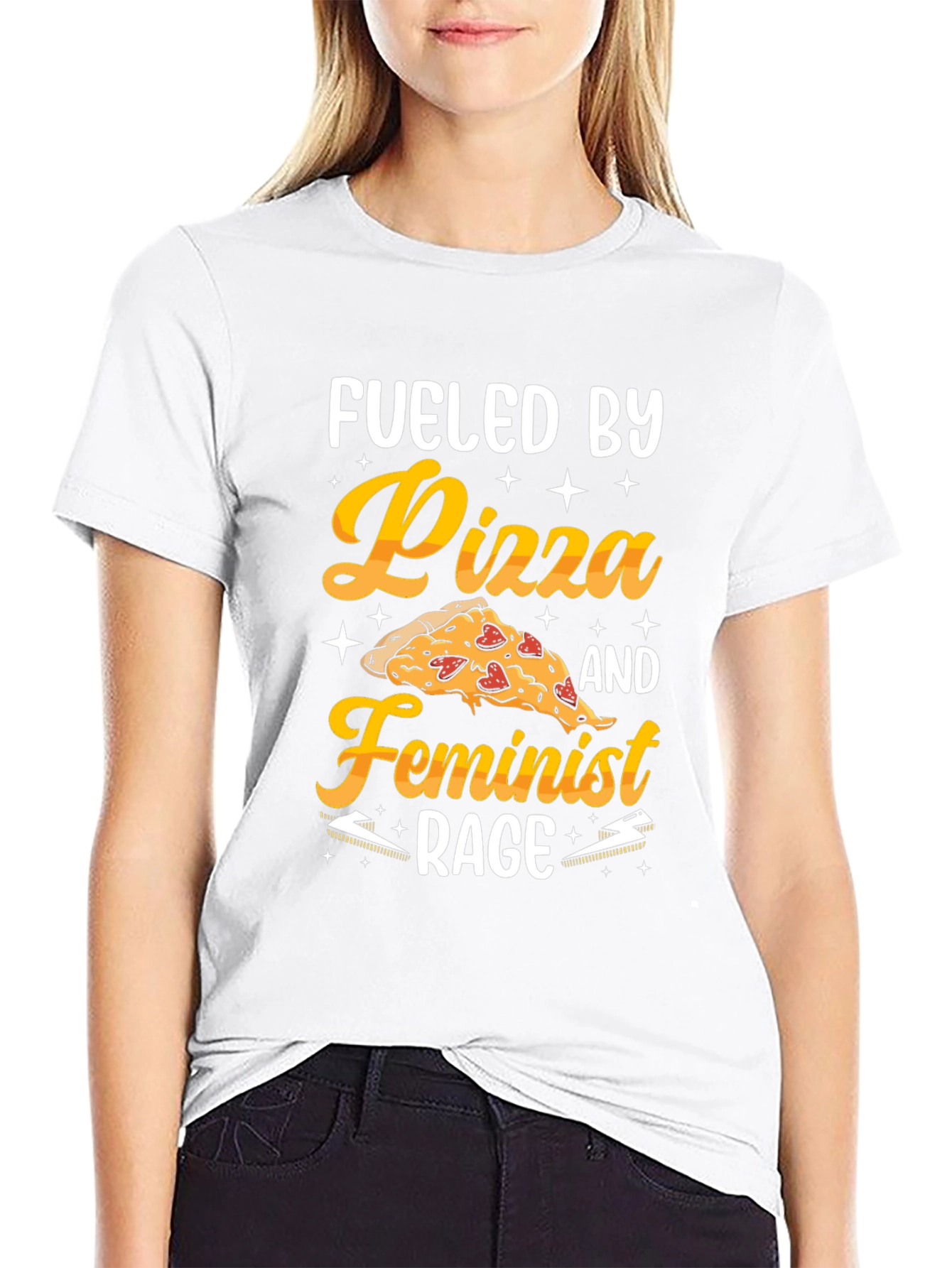 Fueled By Pizza & Feminist Rage Graphic T-Shirt