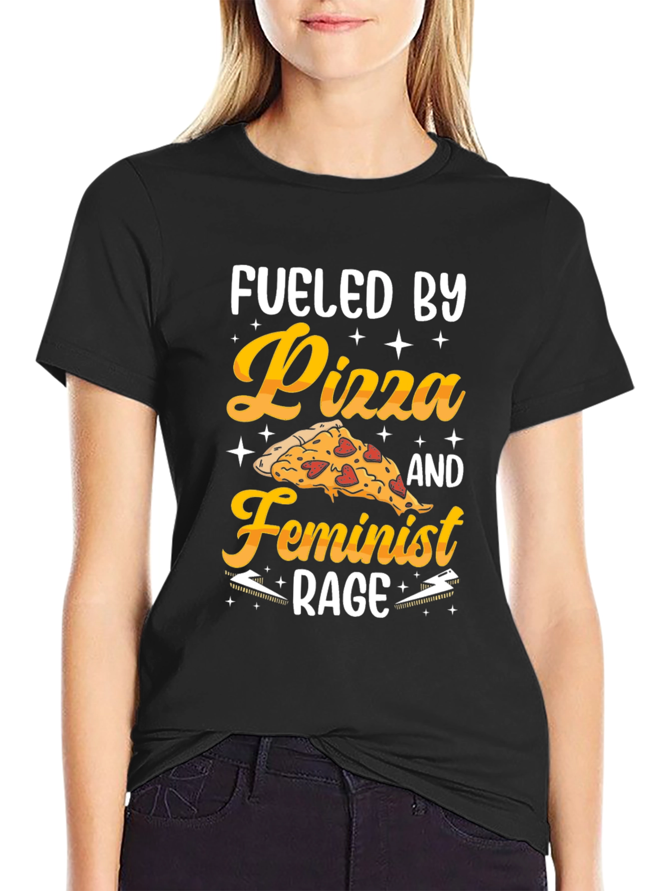 Fueled By Pizza & Feminist Rage Graphic T-Shirt