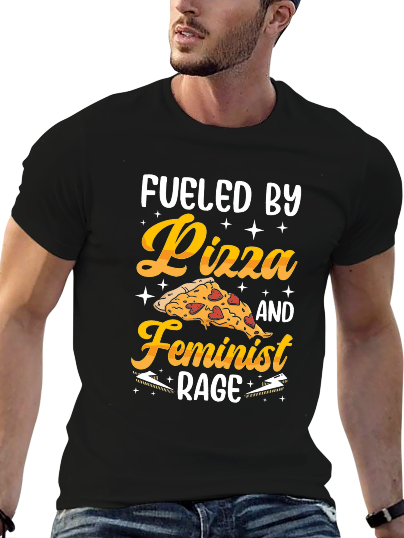 Fueled By Pizza & Feminist Rage Graphic T-Shirt