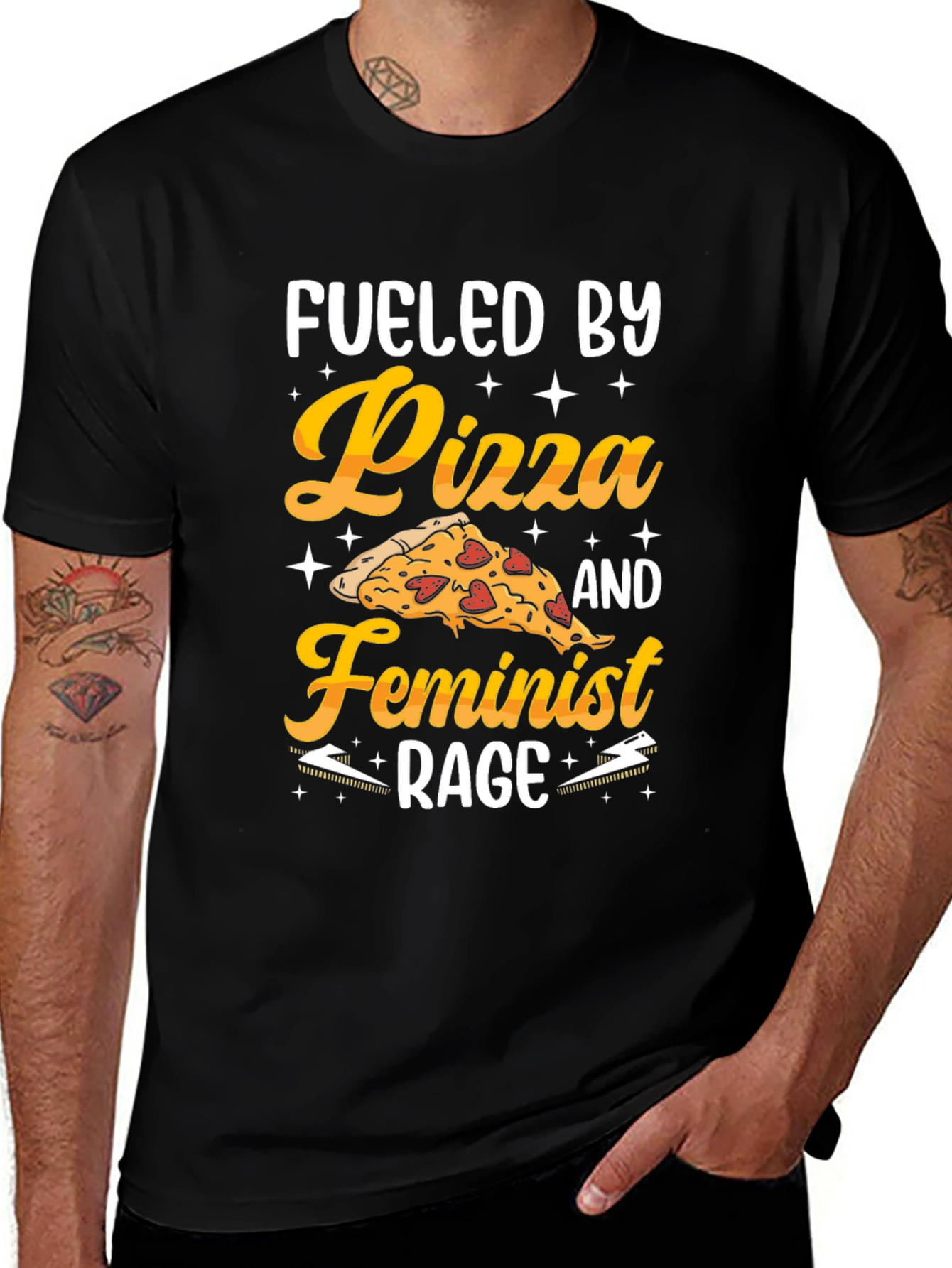 Fueled By Pizza & Feminist Rage Graphic T-Shirt