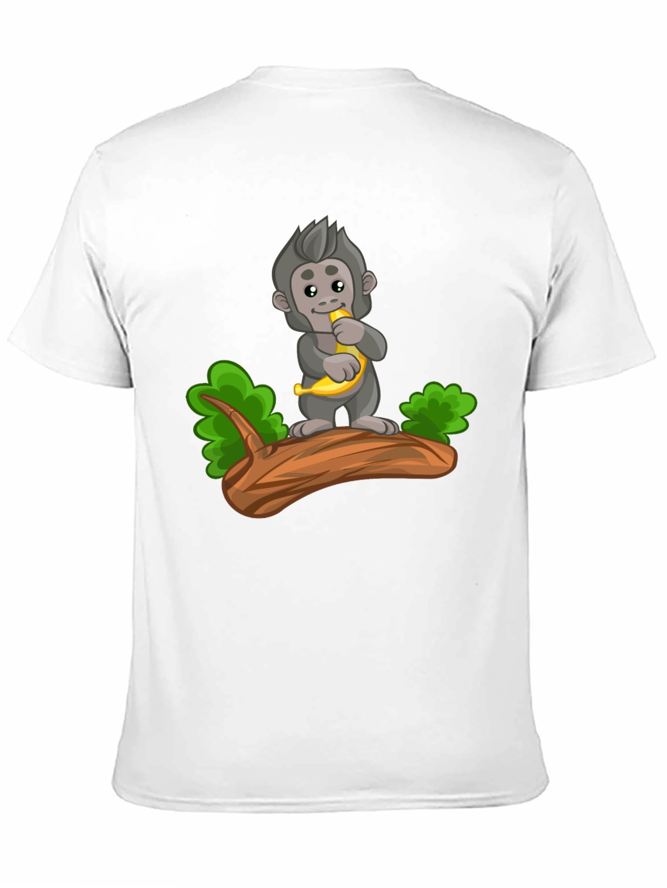 Monkey Banana Cartoon Black T-Shirt