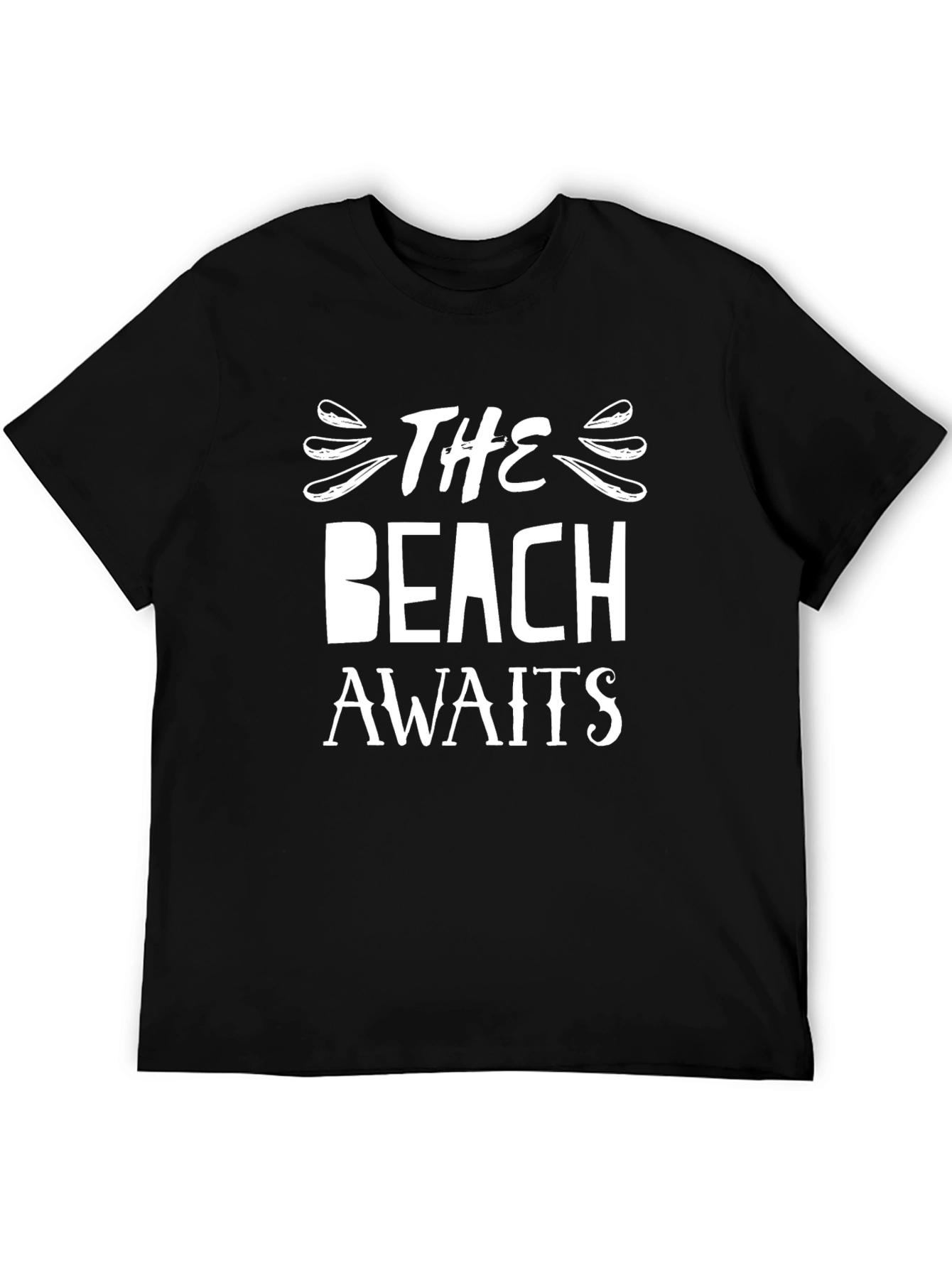 The Beach Awaits Graphic T-Shirt - Black