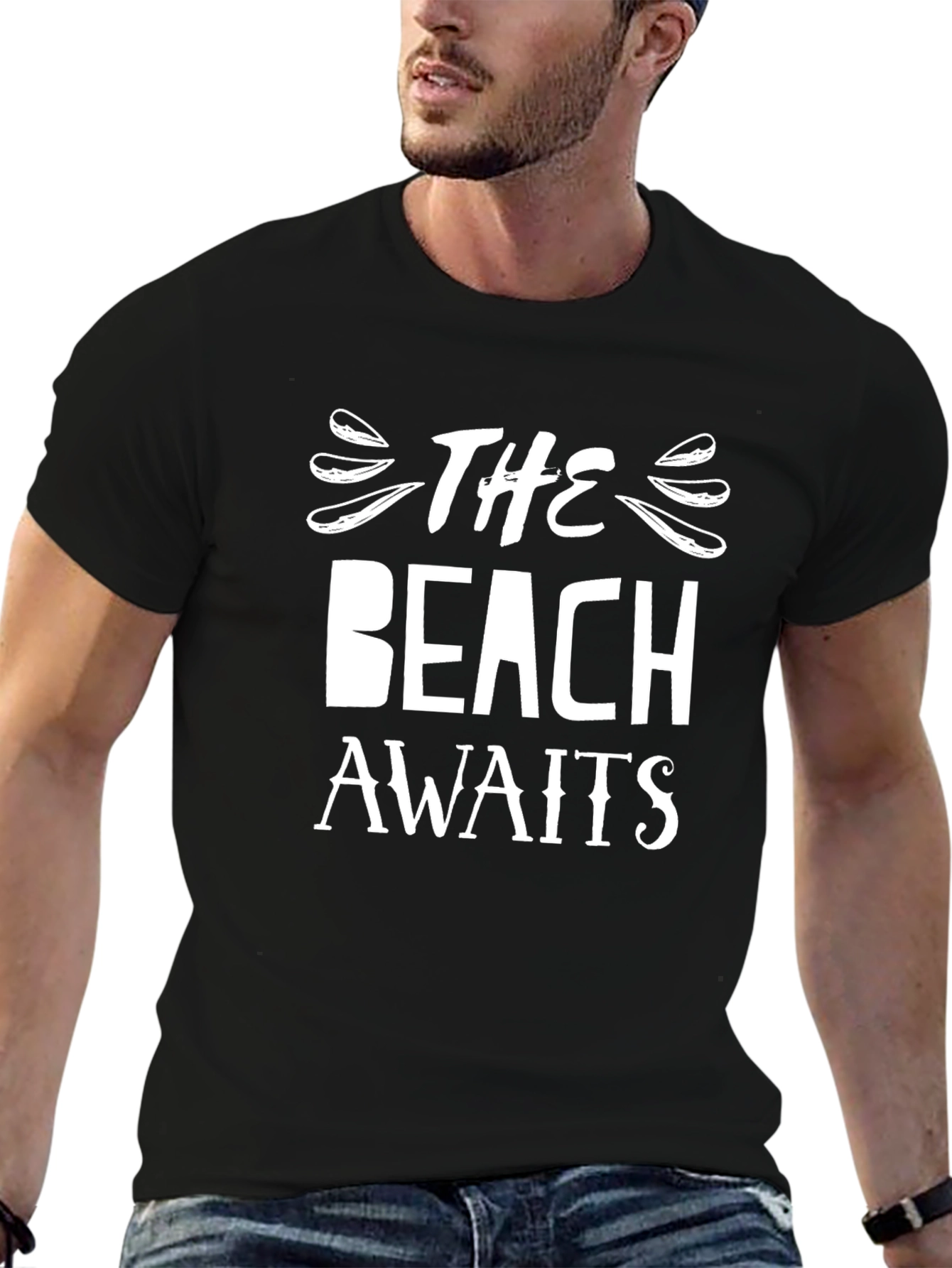 The Beach Awaits Graphic T-Shirt - Black