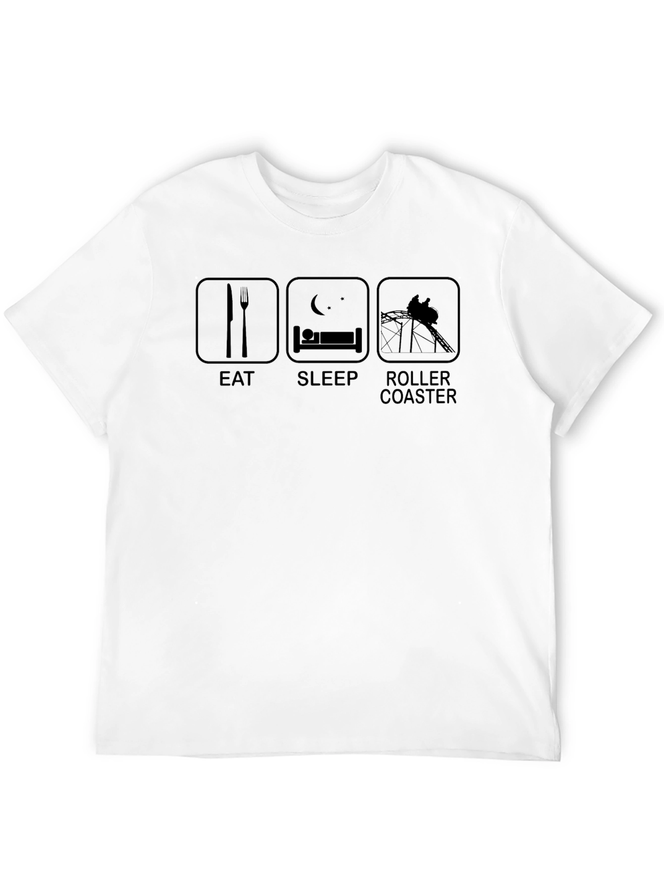 Eat Sleep Roller Coaster T-Shirt - Black Graphic Tee