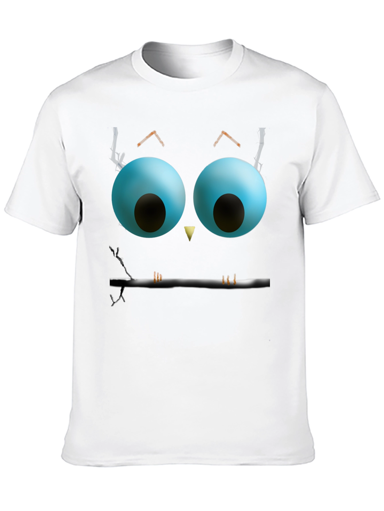 Whimsical Owl Face Graphic Tee - Black