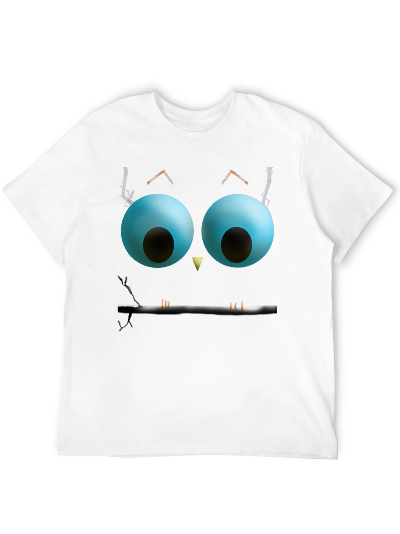 Whimsical Owl Face Graphic Tee - Black