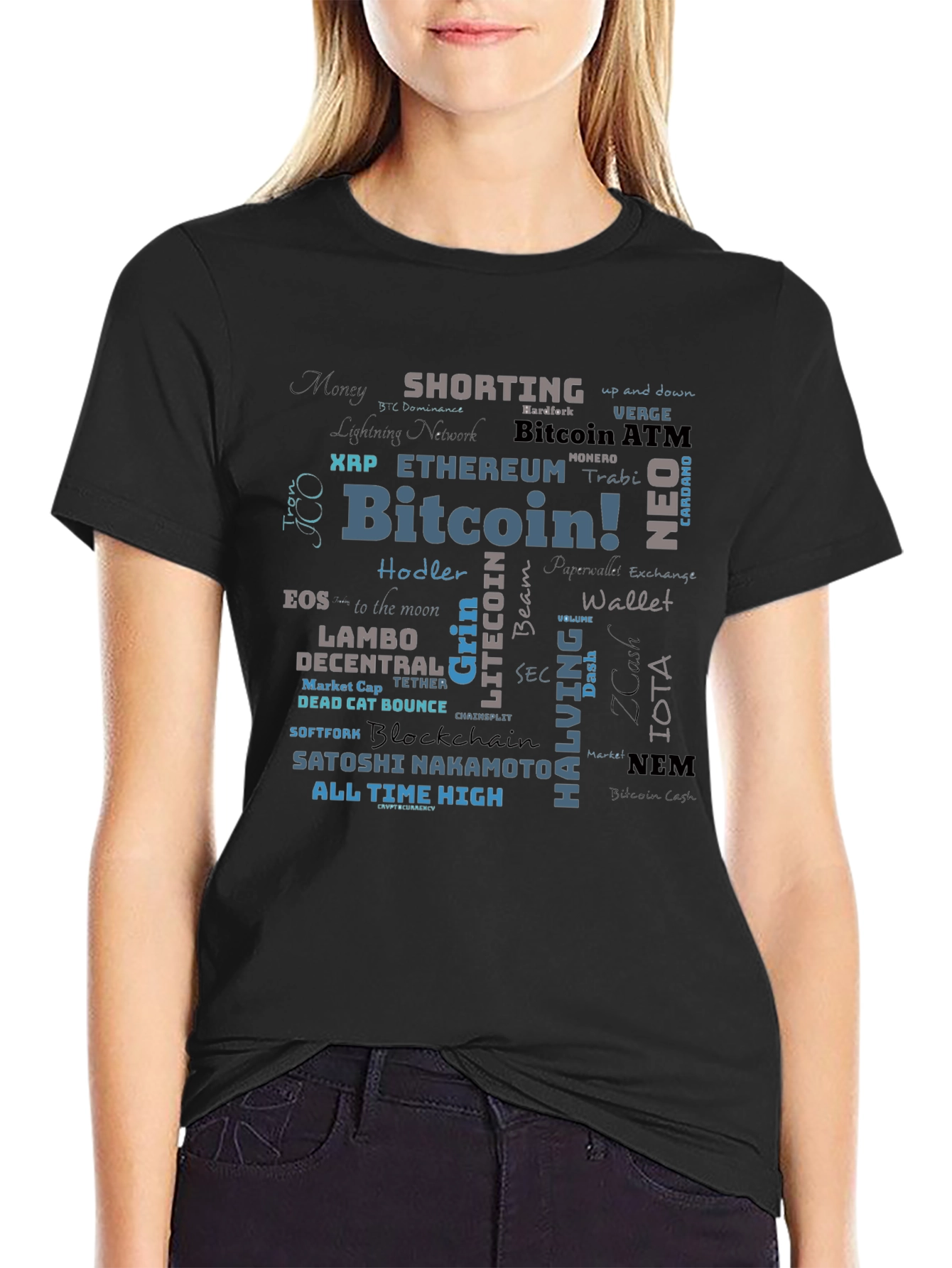 Bitcoin Crypto Word Cloud T-Shirt
