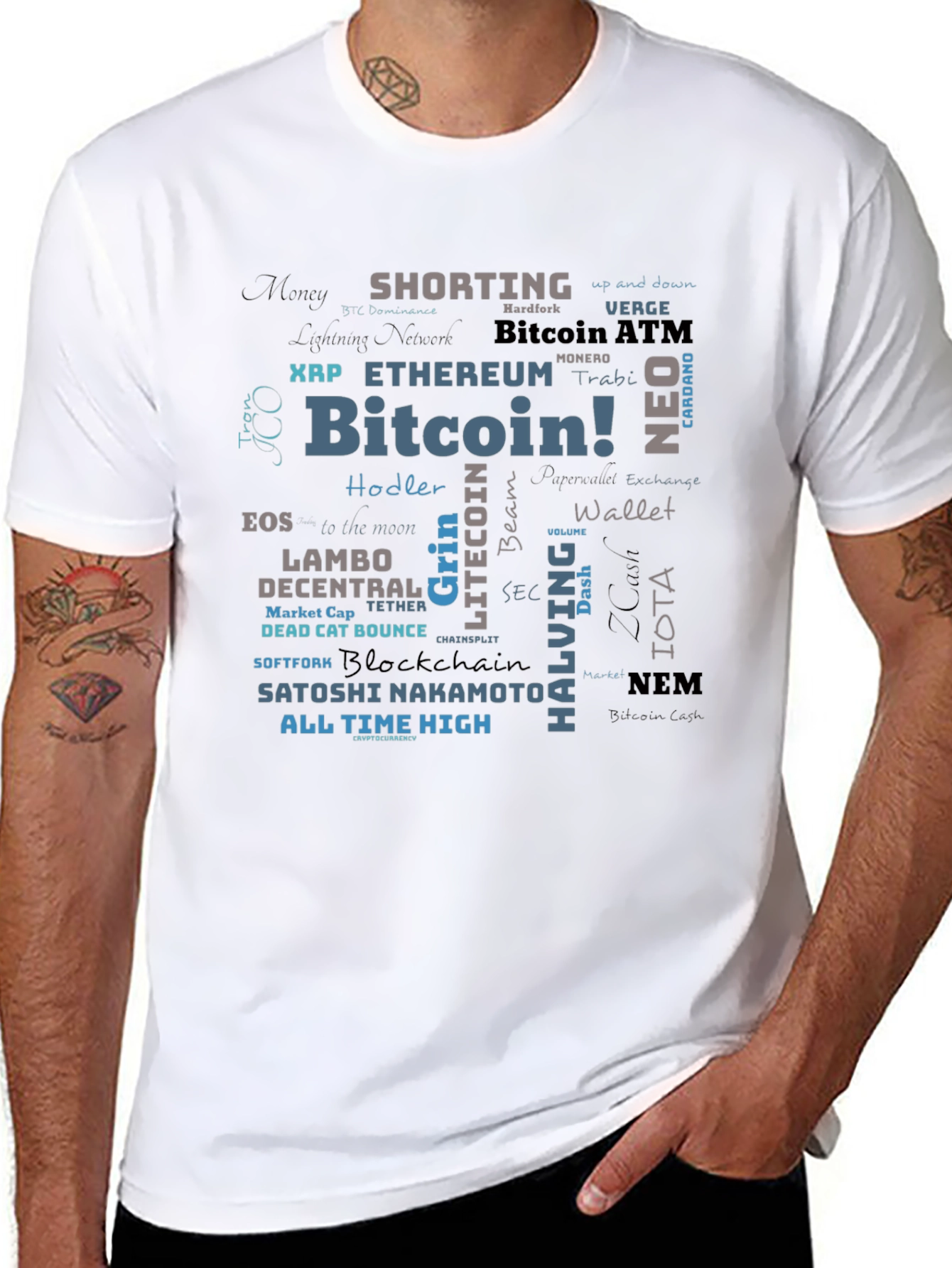 Bitcoin Crypto Word Cloud T-Shirt