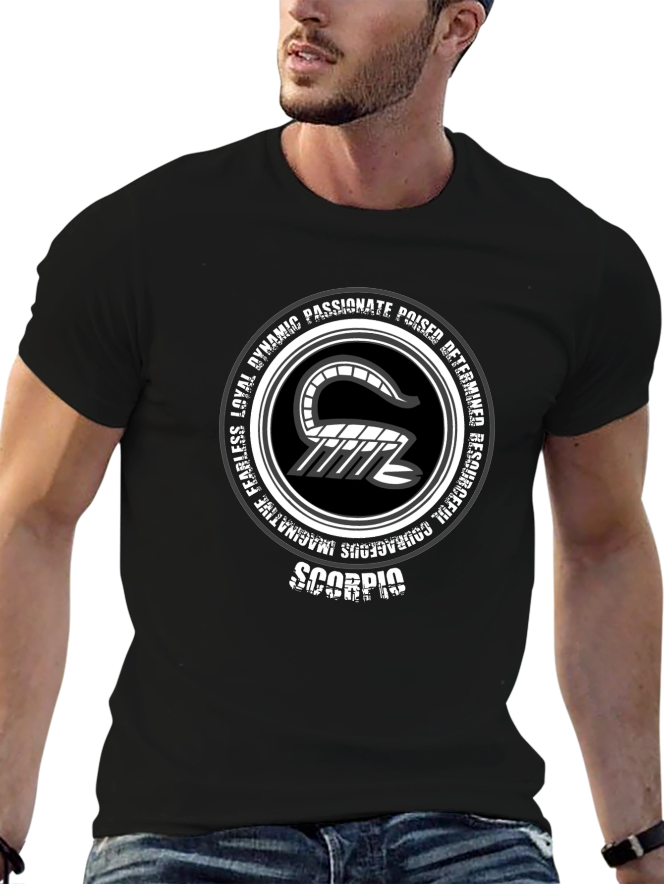Scorpio Zodiac Graphic T-Shirt - Black