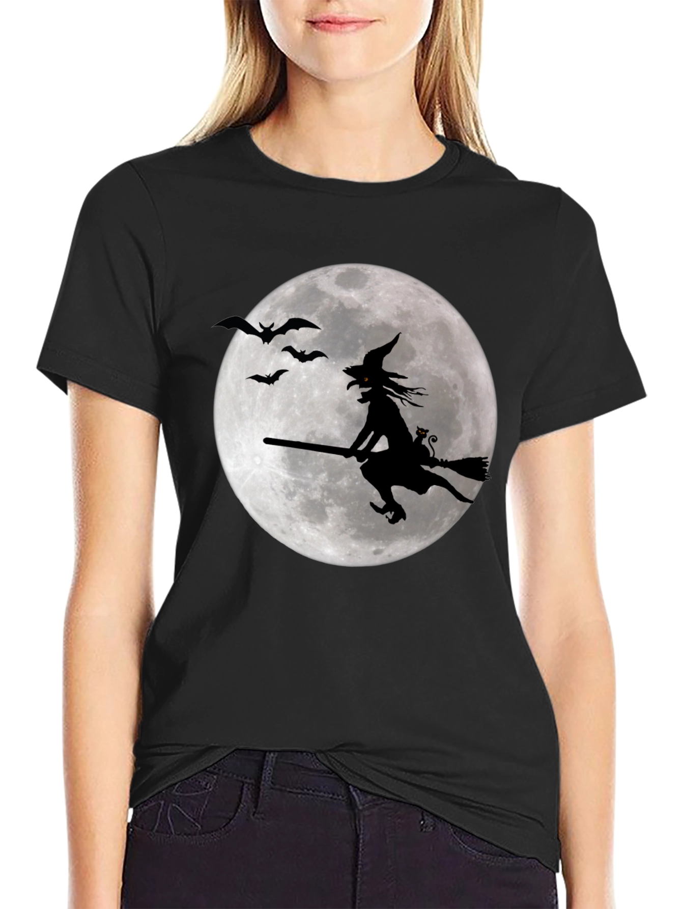 Witch on Moon Graphic T-Shirt