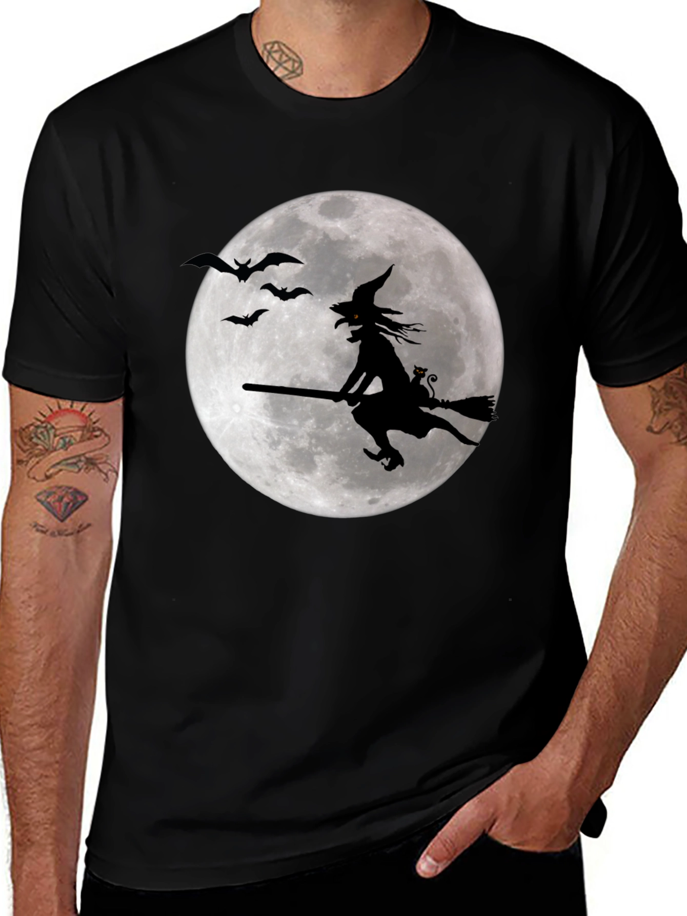 Witch on Moon Graphic T-Shirt