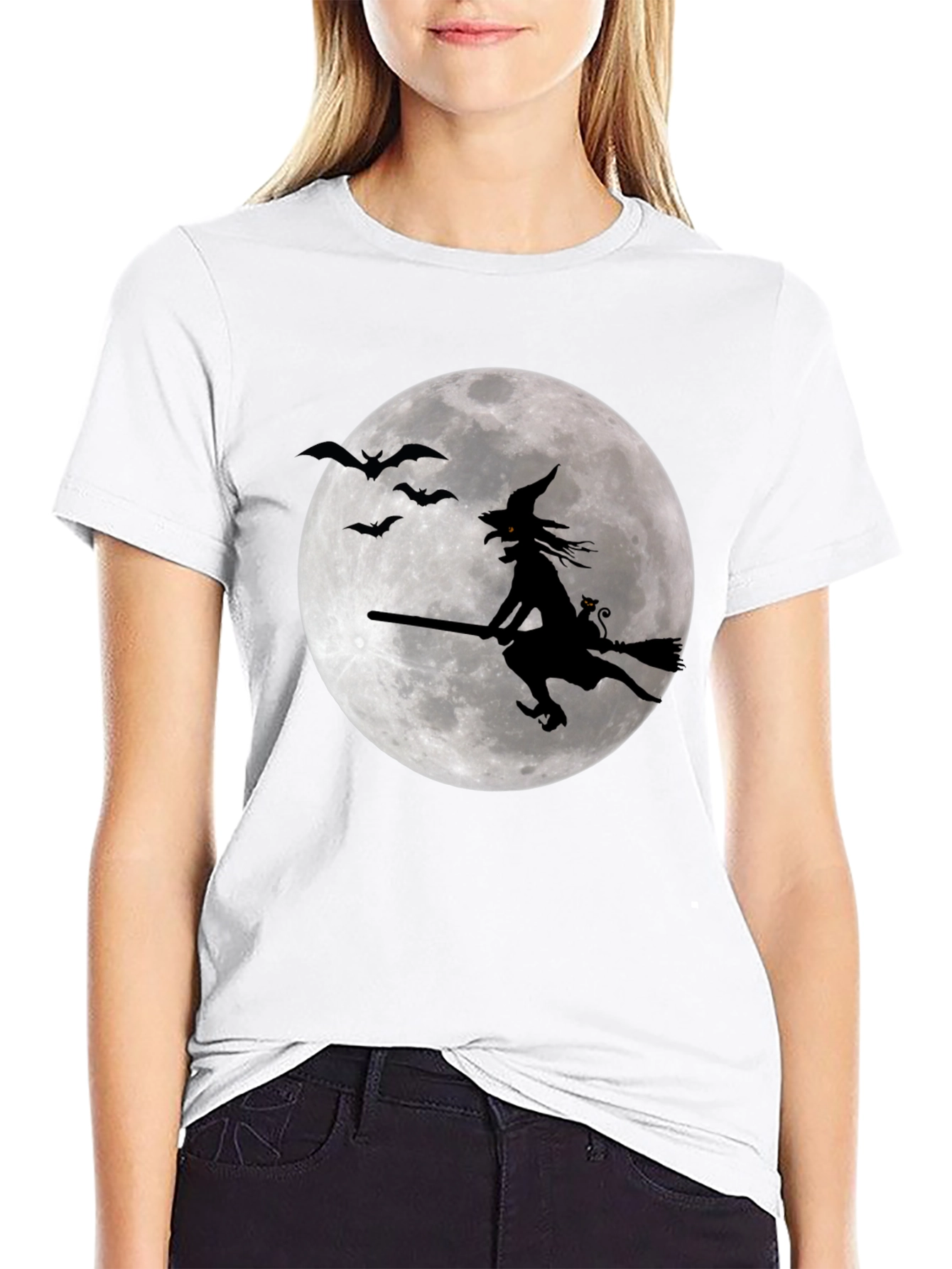 Witch on Moon Graphic T-Shirt