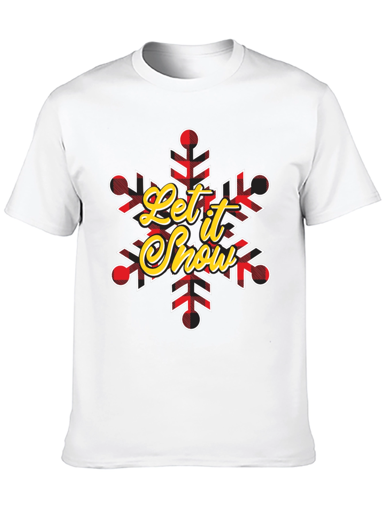 Let It Snow Snowflake Buffalo Plaid T-Shirt
