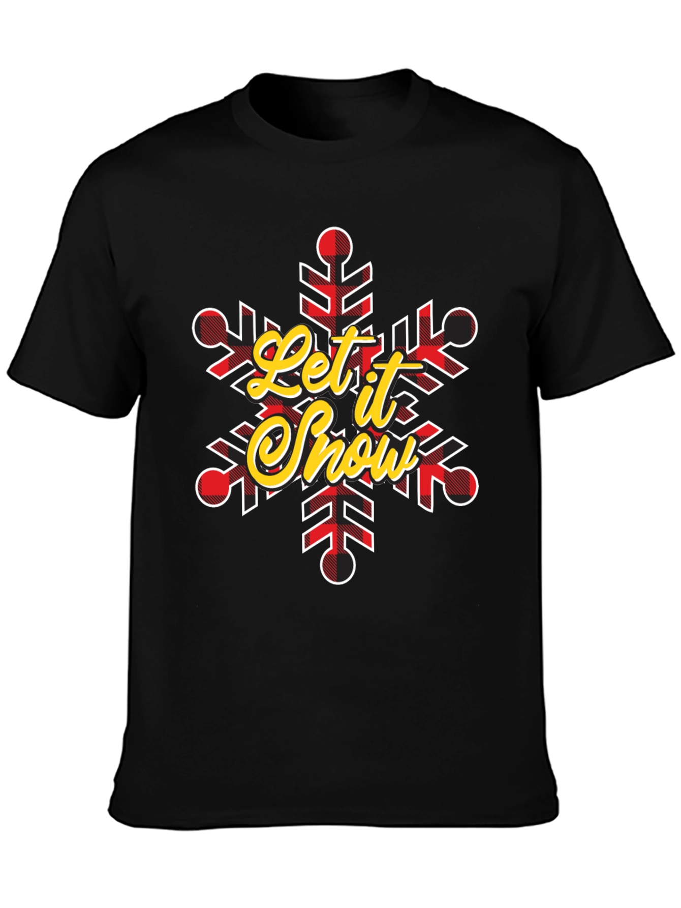 Let It Snow Snowflake Buffalo Plaid T-Shirt