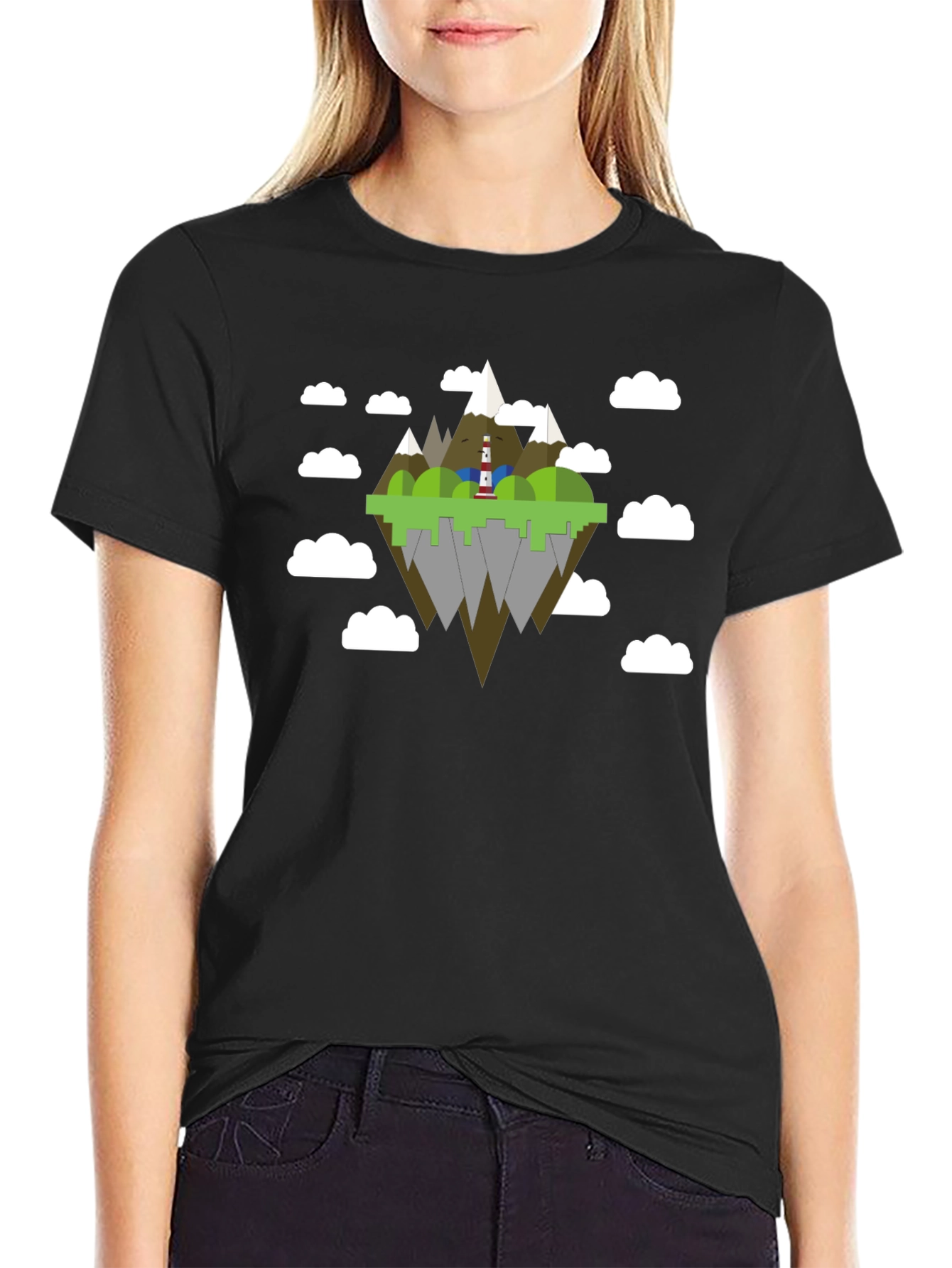 Floating Island Graphic T-Shirt - Black Tee