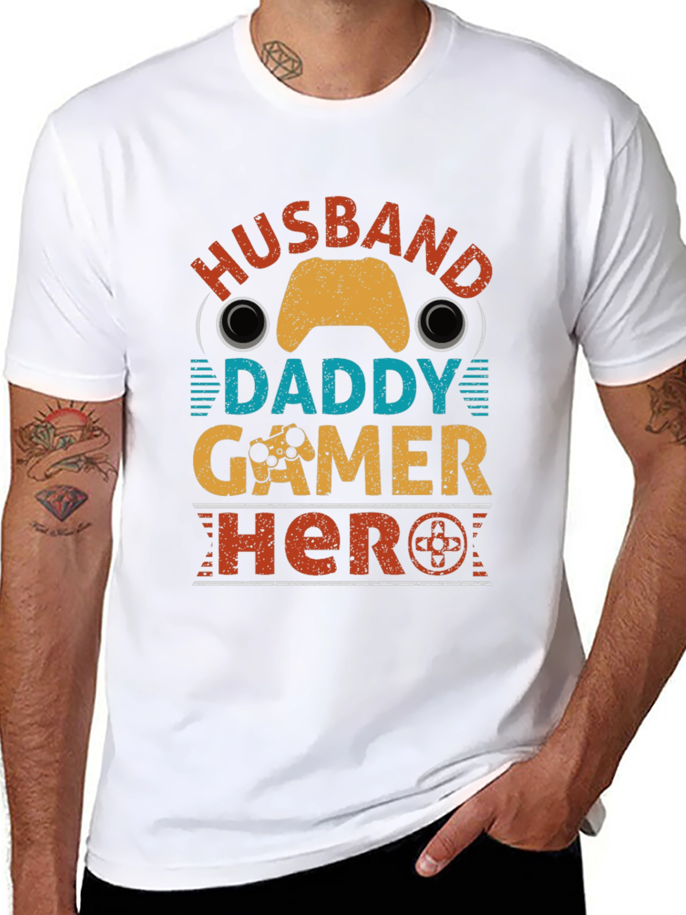 Husband Daddy Gamer Hero Graphic Tee