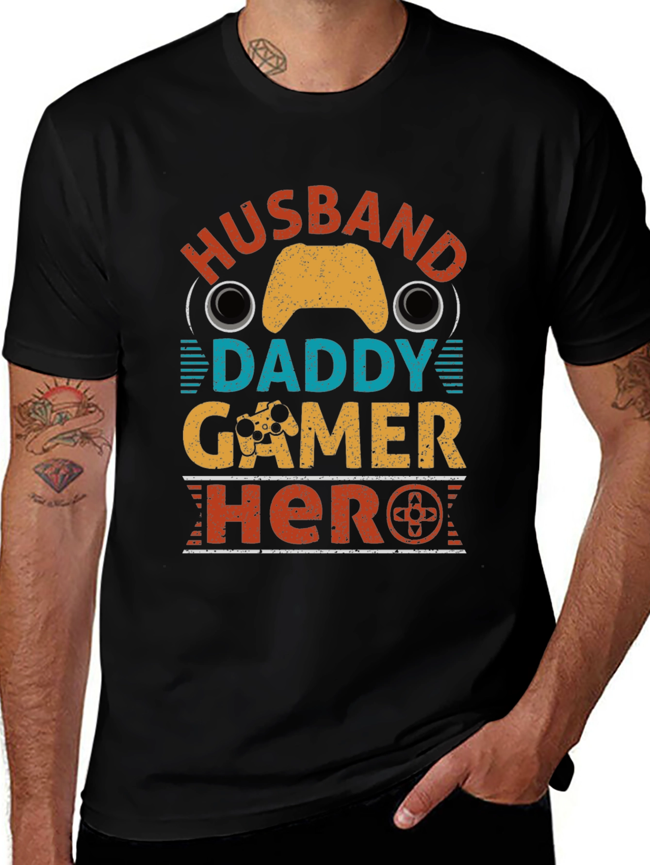 Husband Daddy Gamer Hero Graphic Tee