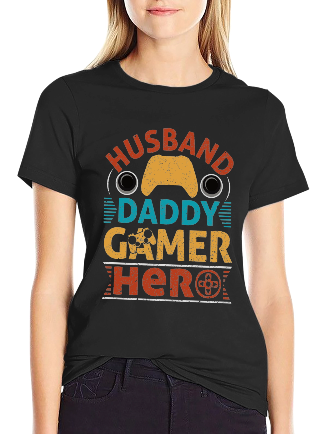 Husband Daddy Gamer Hero Graphic Tee
