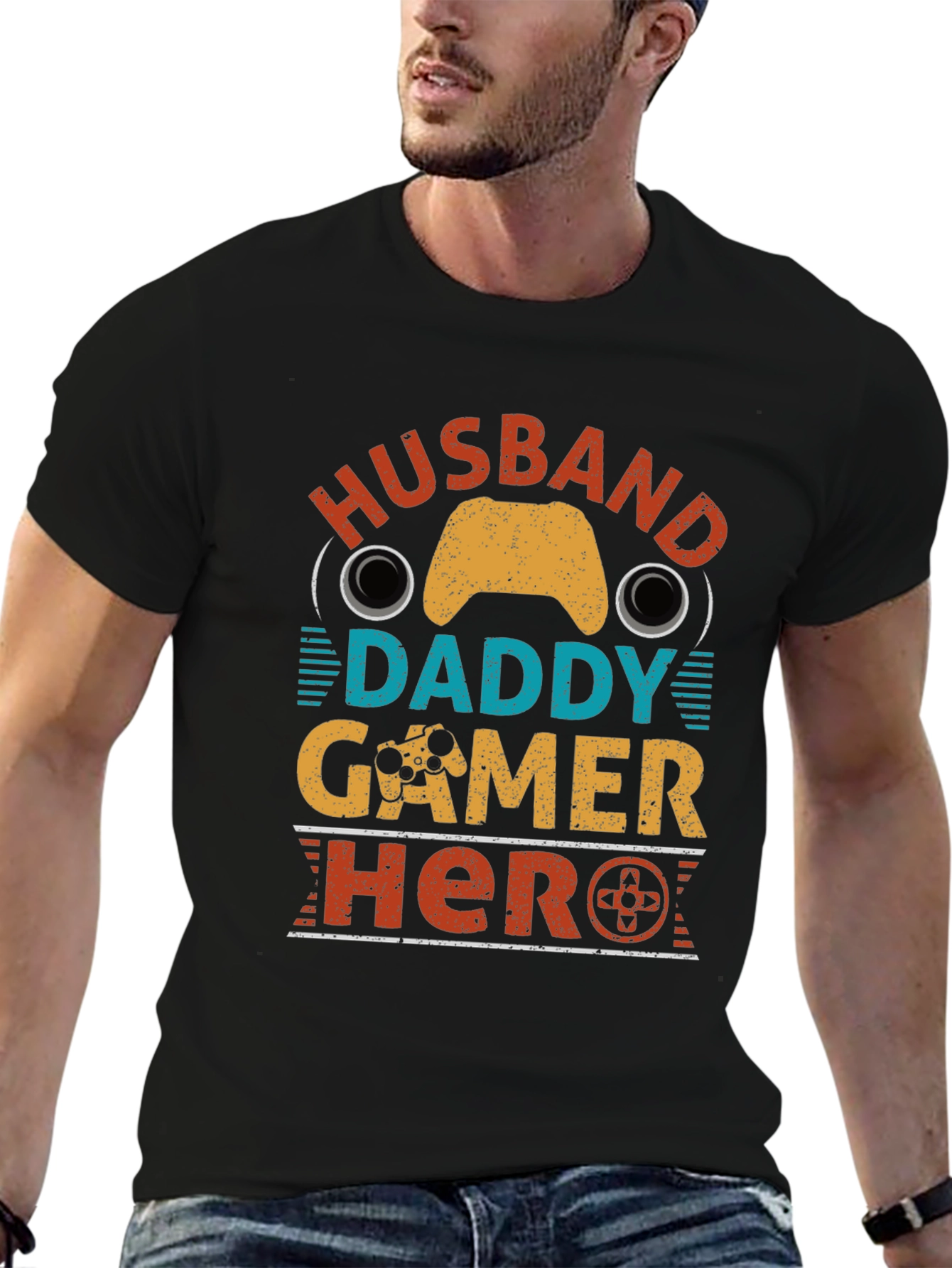 Husband Daddy Gamer Hero Graphic Tee
