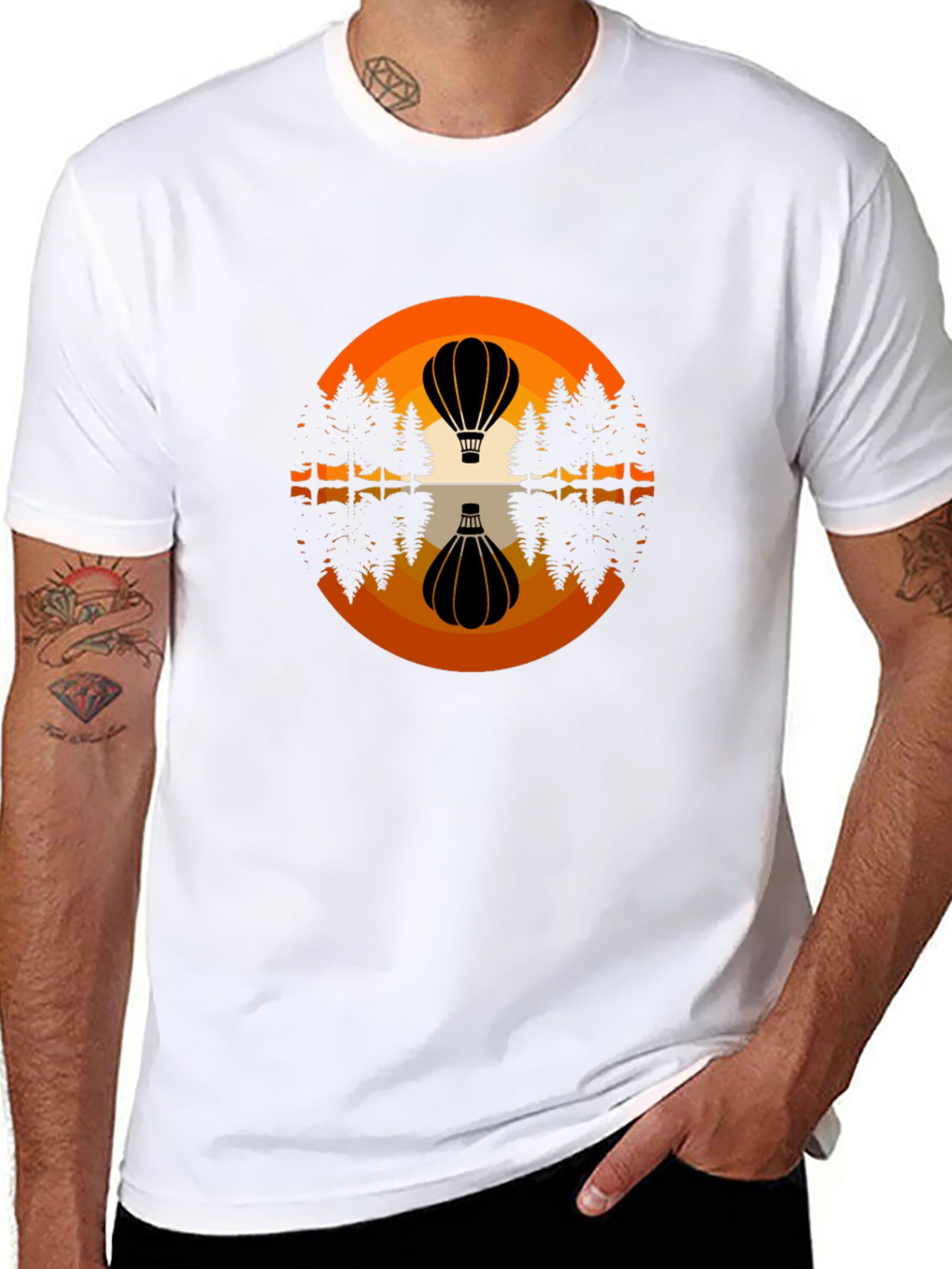 Hot Air Balloon Reflective Graphic T-Shirt
