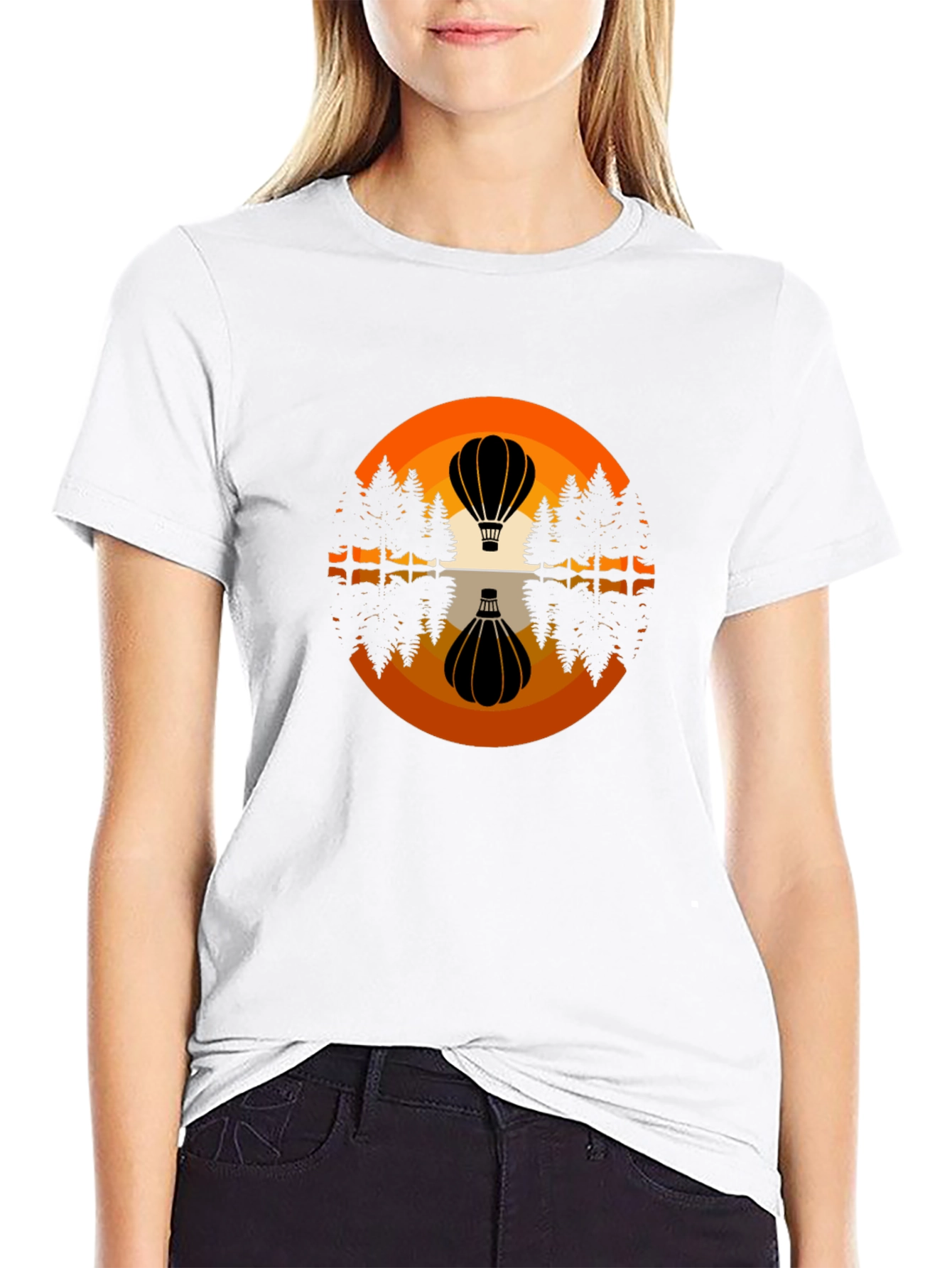 Hot Air Balloon Reflective Graphic T-Shirt