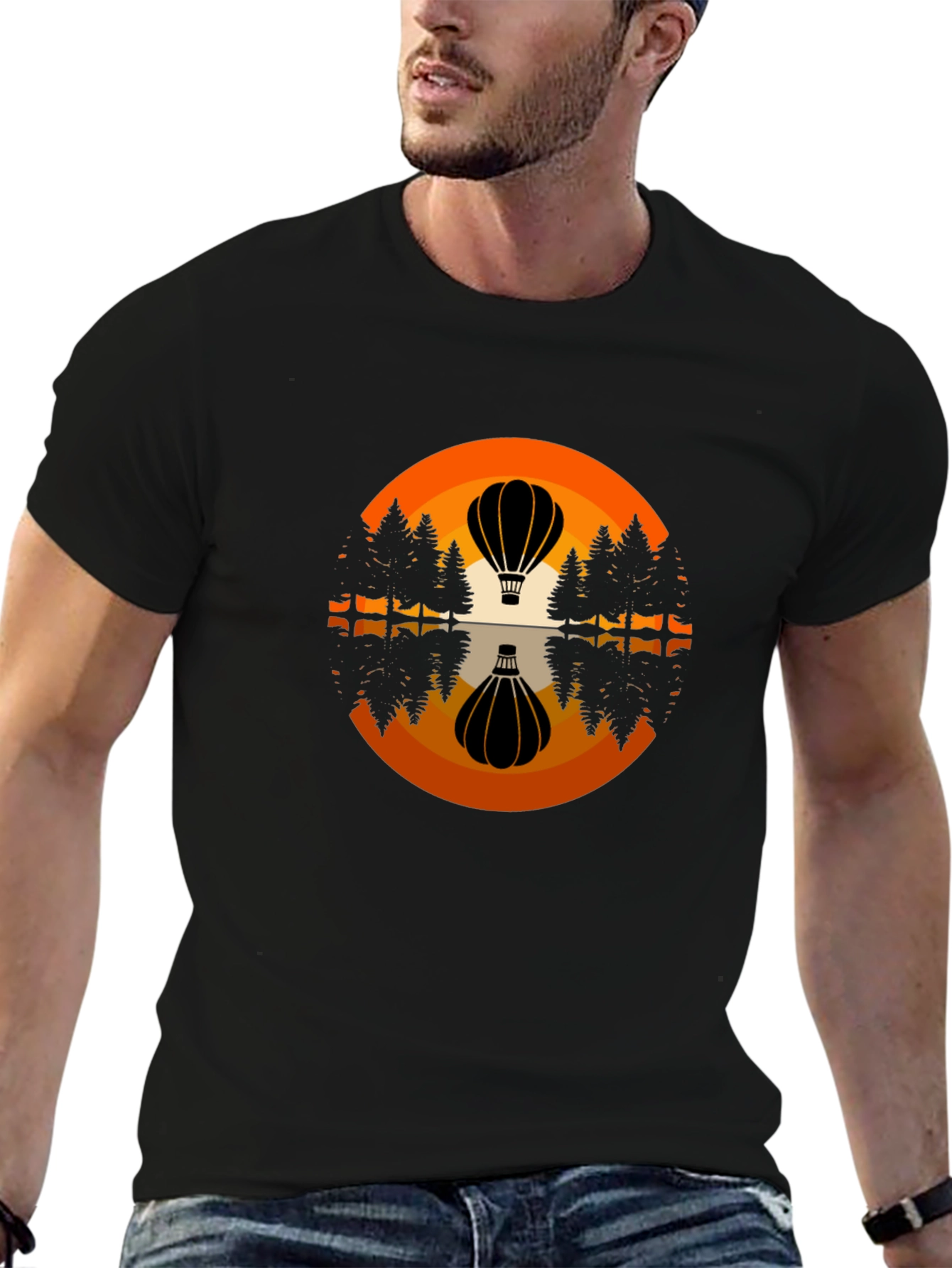 Hot Air Balloon Reflective Graphic T-Shirt
