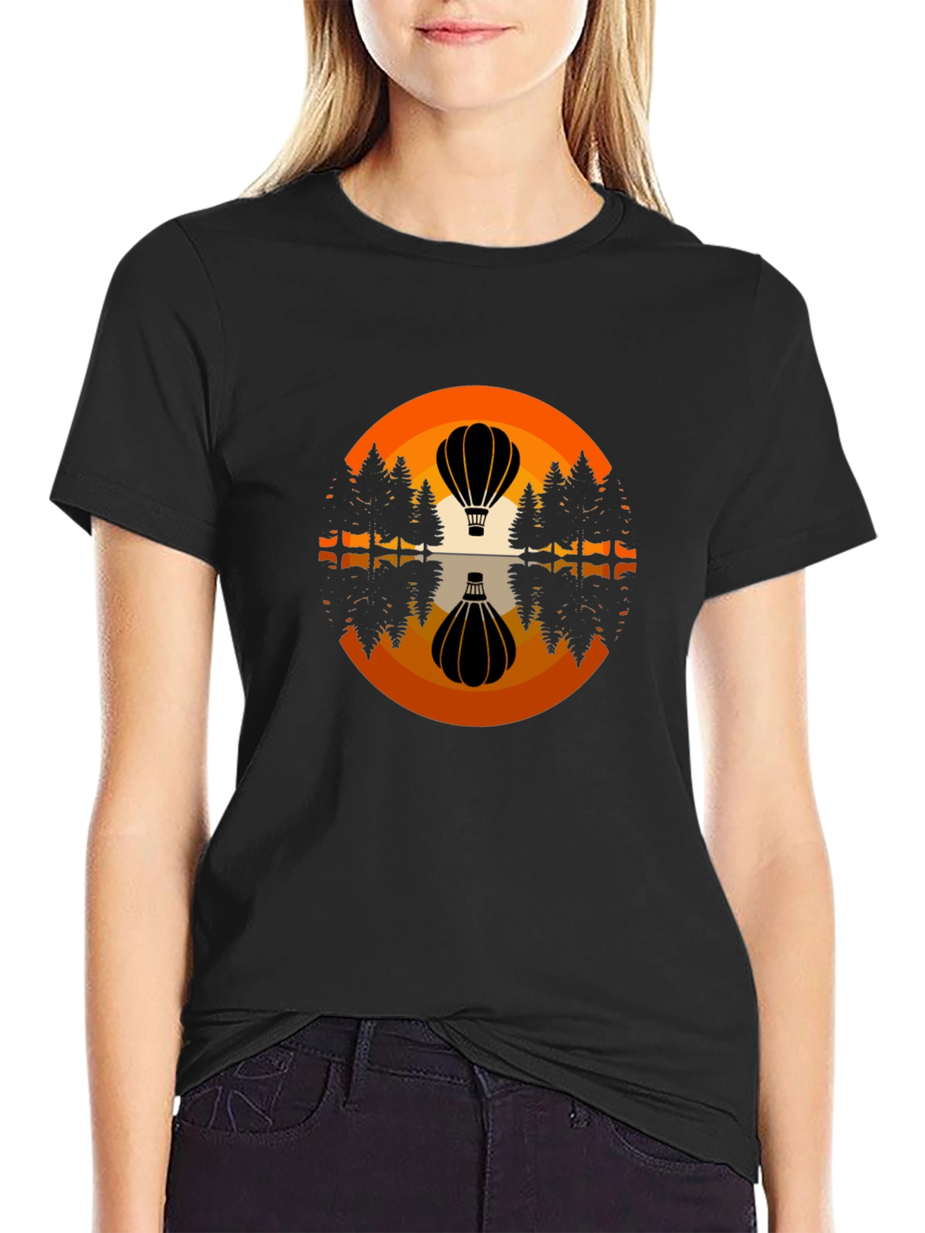 Hot Air Balloon Reflective Graphic T-Shirt