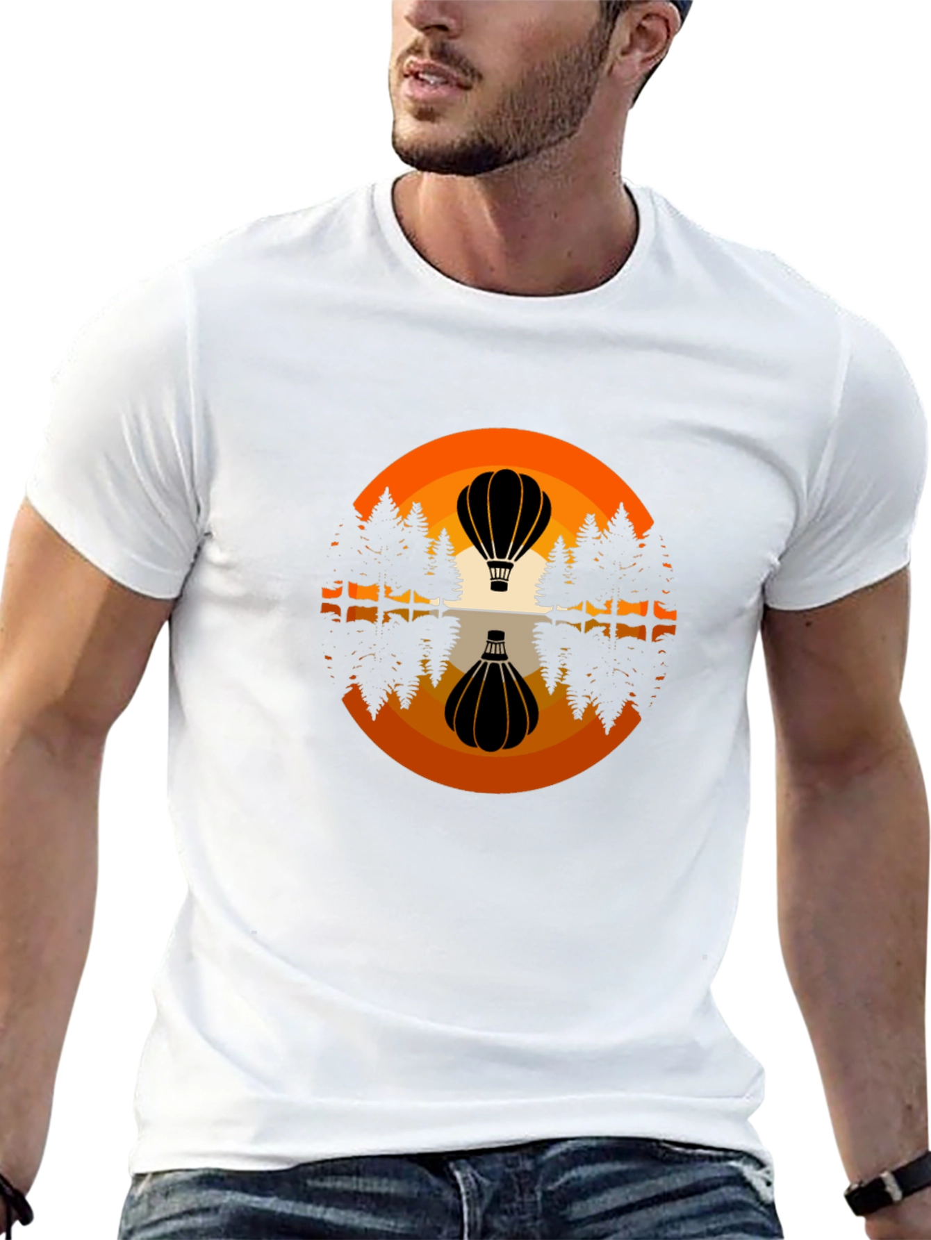 Hot Air Balloon Reflective Graphic T-Shirt