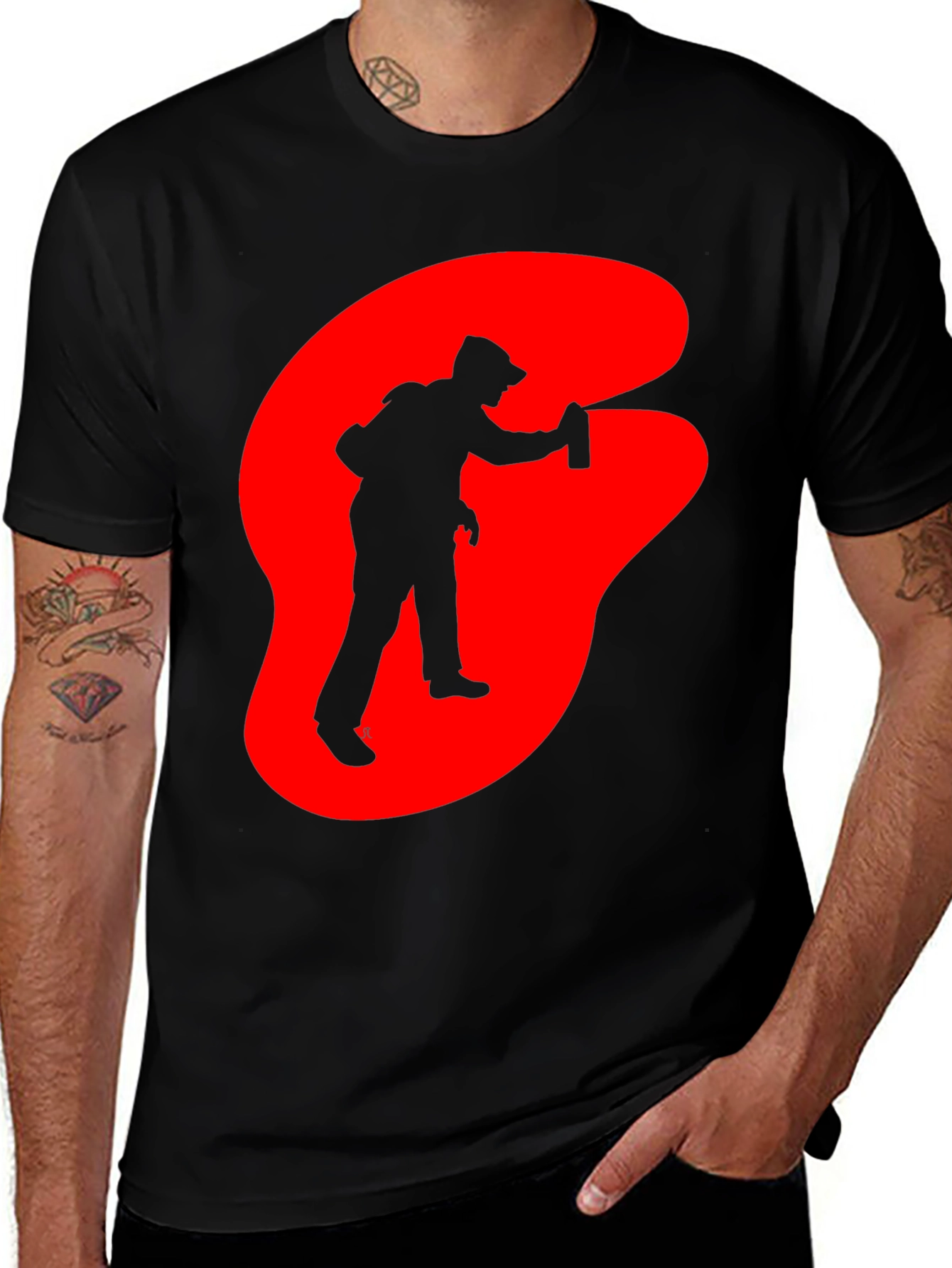Graffiti Artist Graphic Tee - Black Cotton T-Shirt