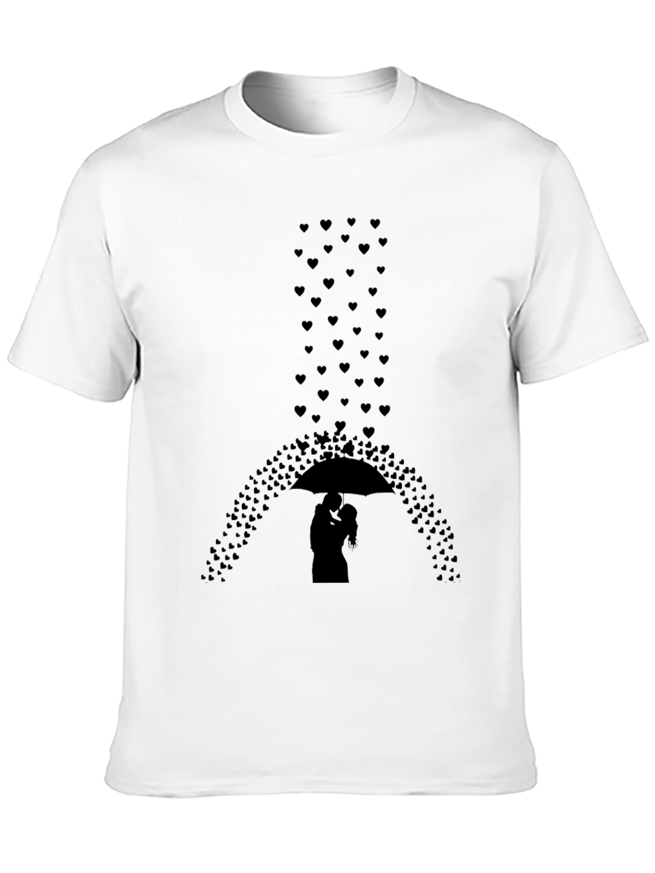 Romantic Hearts Umbrella Graphic Tee - Black