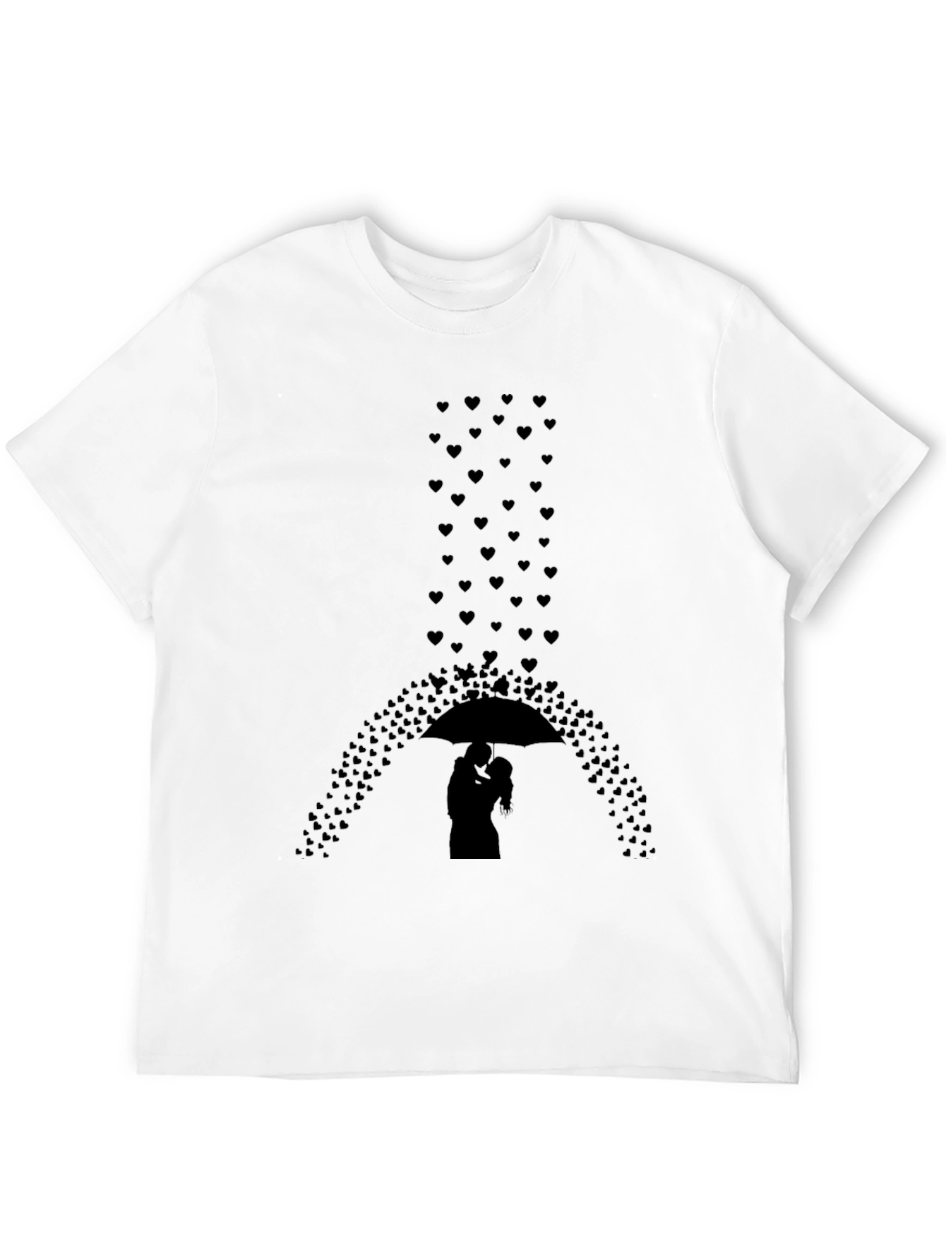 Romantic Hearts Umbrella Graphic Tee - Black
