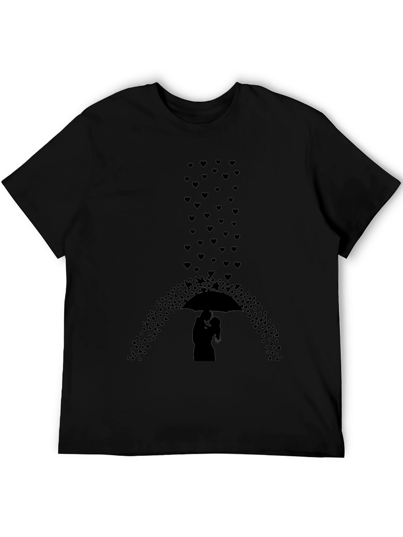 Romantic Hearts Umbrella Graphic Tee - Black