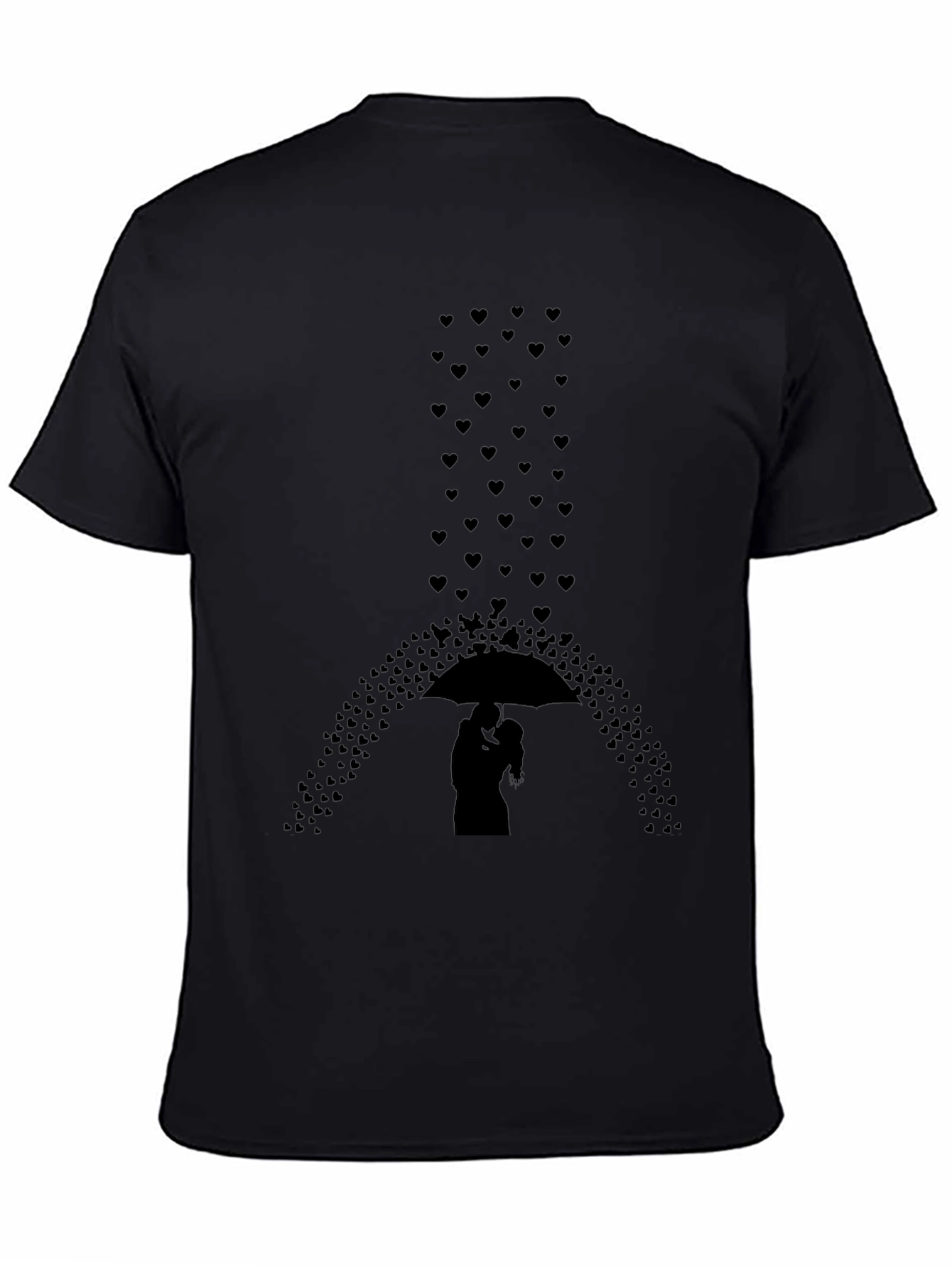 Romantic Hearts Umbrella Graphic Tee - Black
