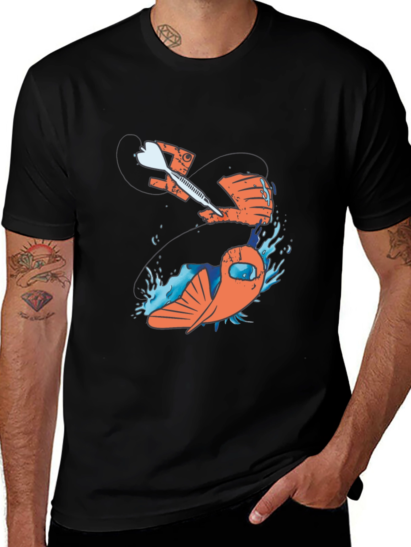 Dart Through Fish Graphic T-Shirt