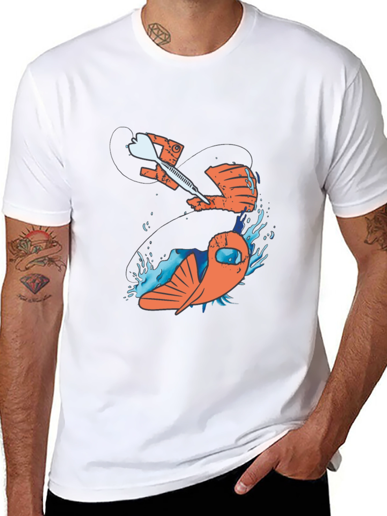 Dart Through Fish Graphic T-Shirt
