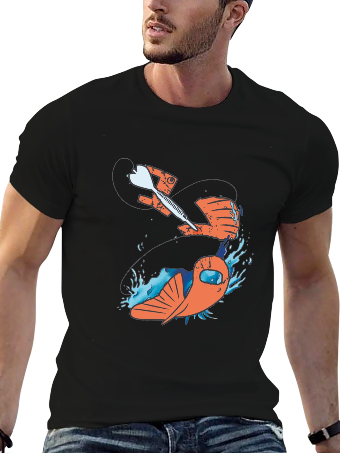 Dart Through Fish Graphic T-Shirt