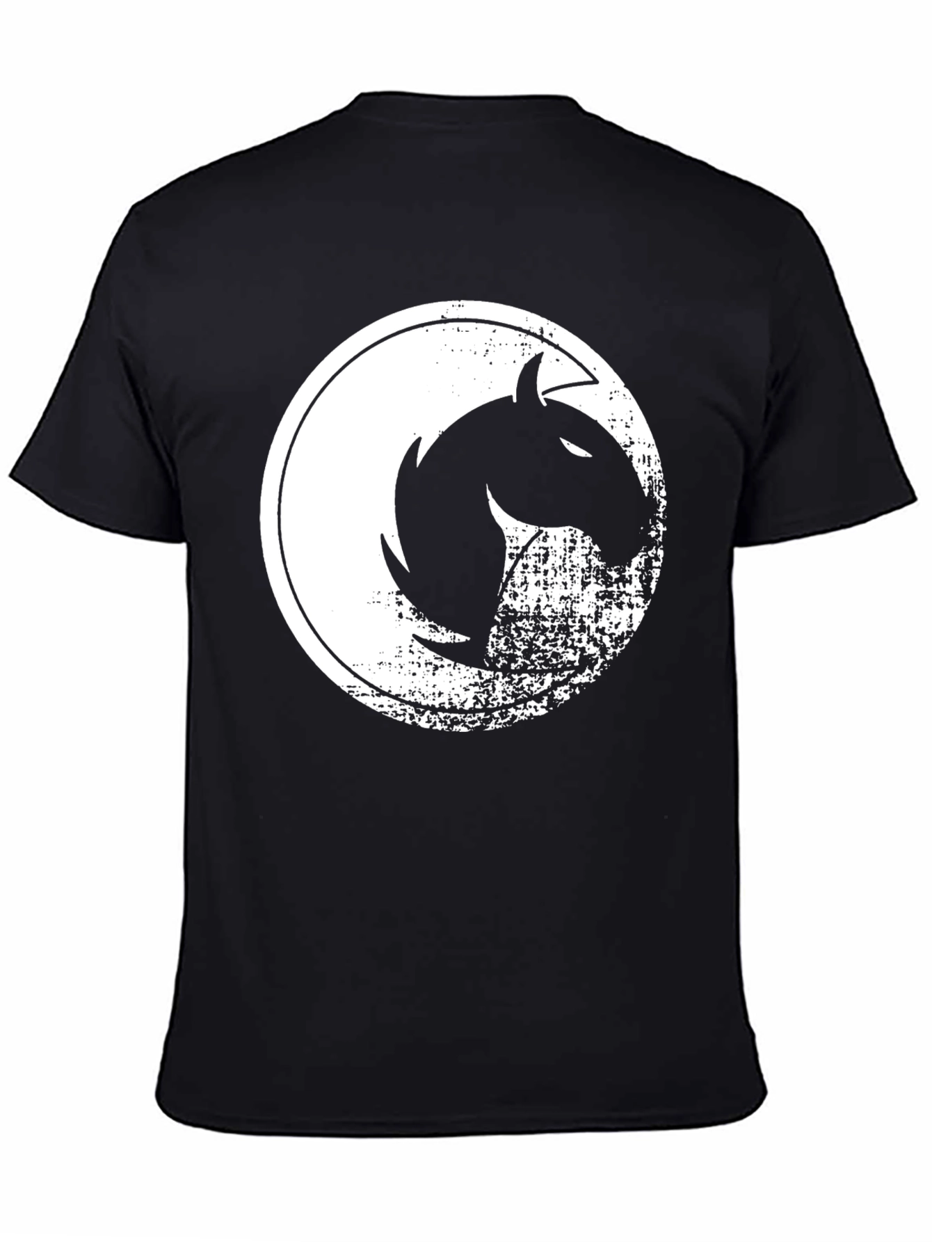 Mens Black Graphic Tee - Horse Design